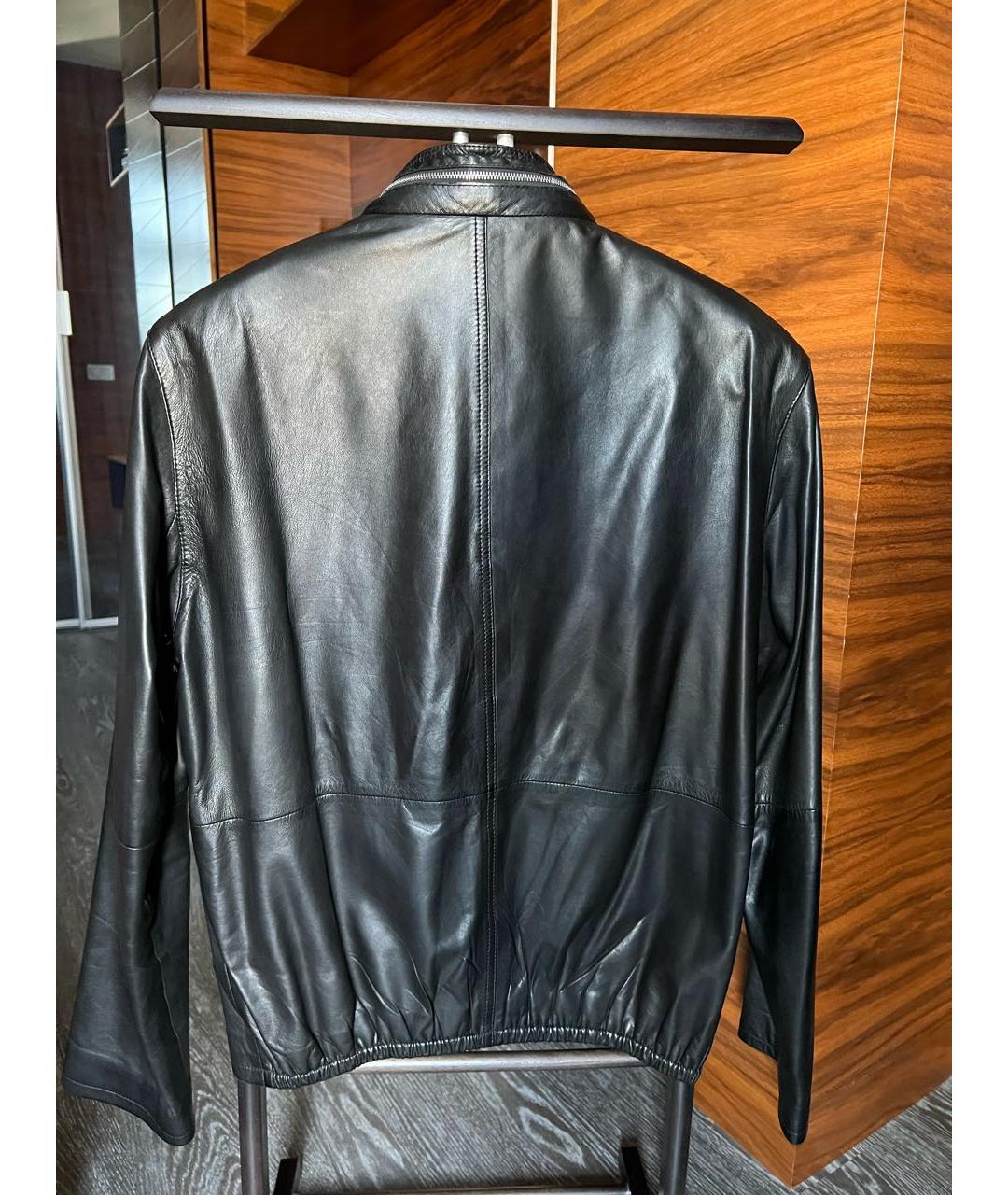 ARMANI COLLEZIONI Черная кожаная куртка, фото 2