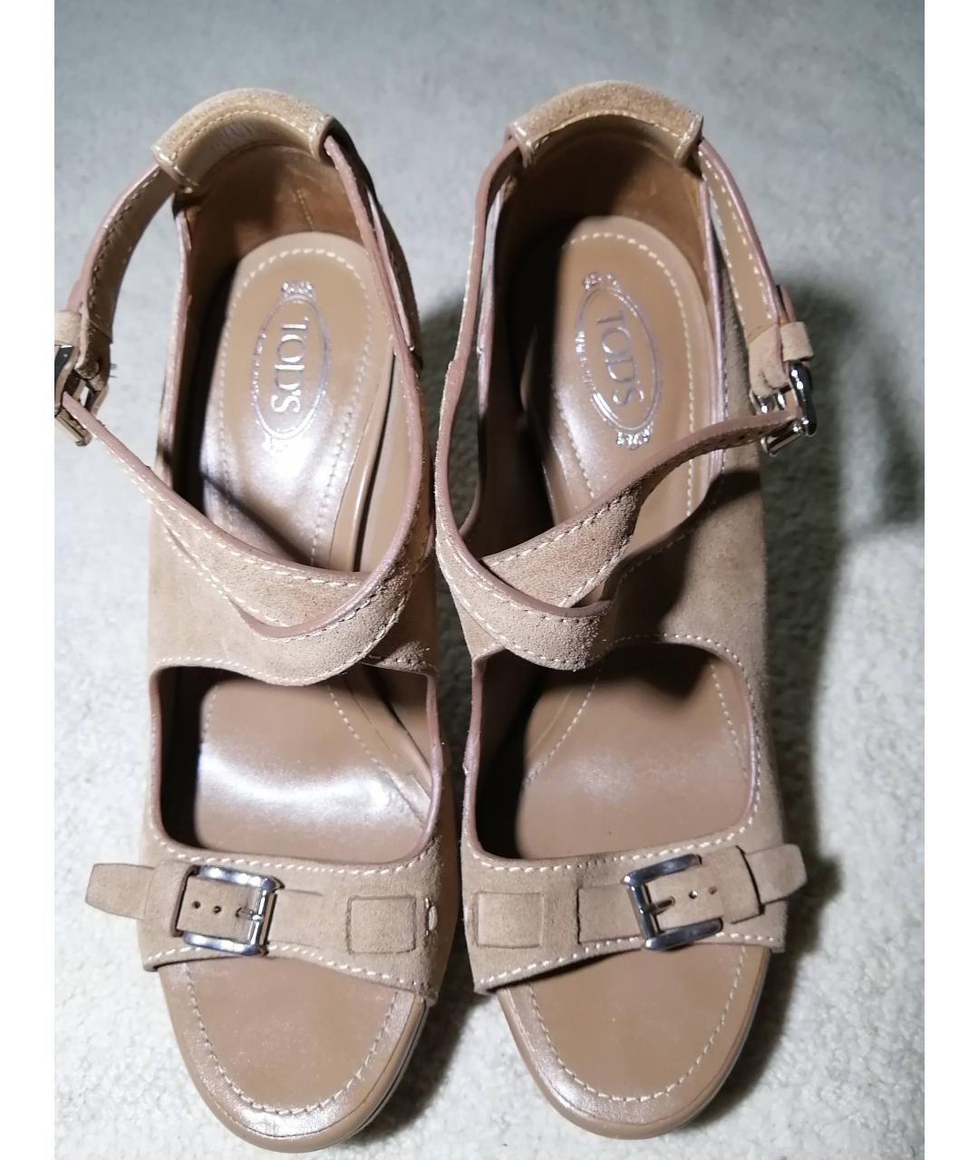 TOD'S Коричневые замшевые босоножки, фото 2
