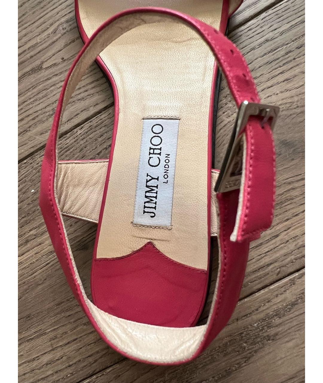 JIMMY CHOO Коралловые кожаные сандалии, фото 3