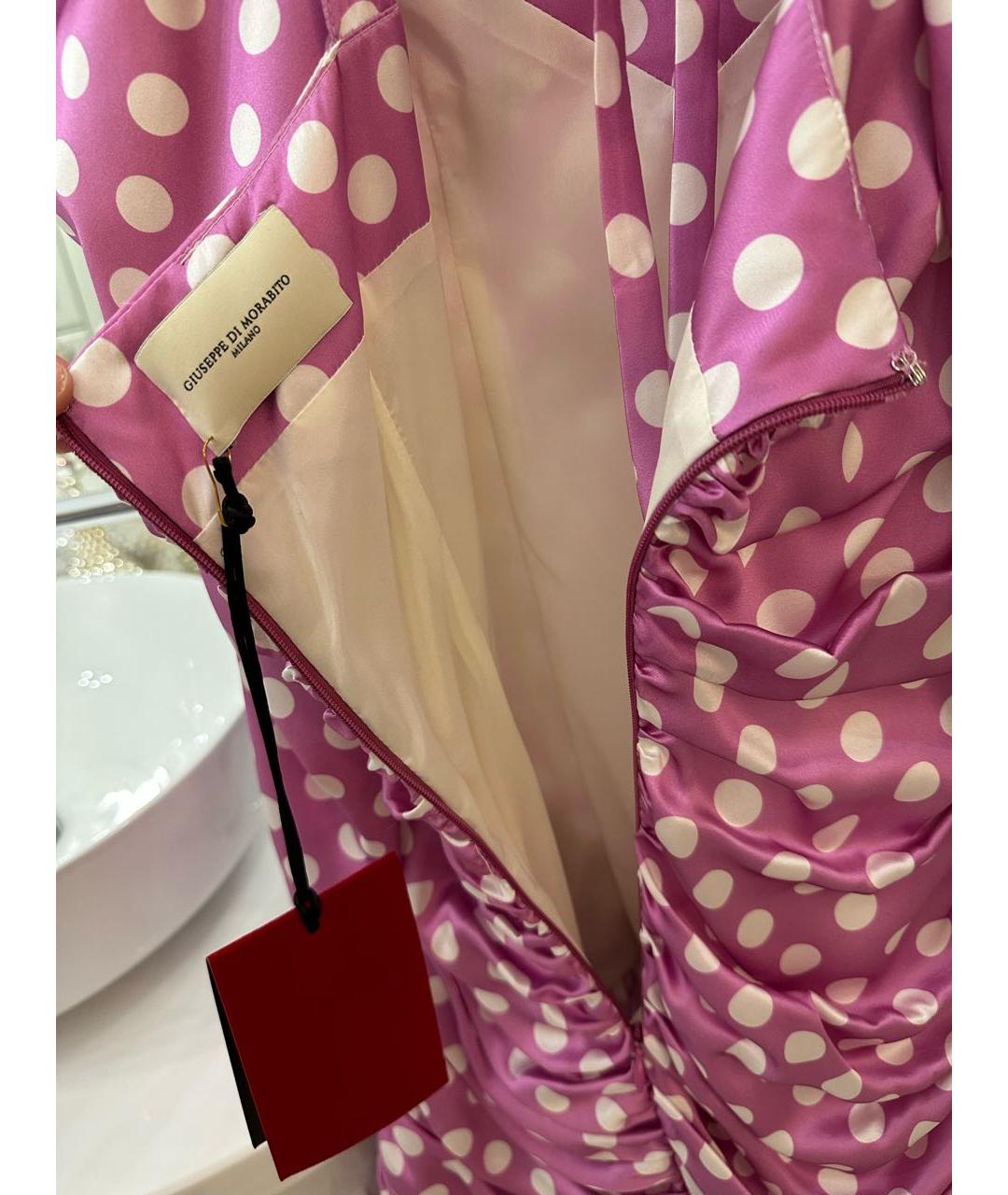 GIUSEPPE DI MORABITO Розовое шелковое коктейльное платье, фото 6