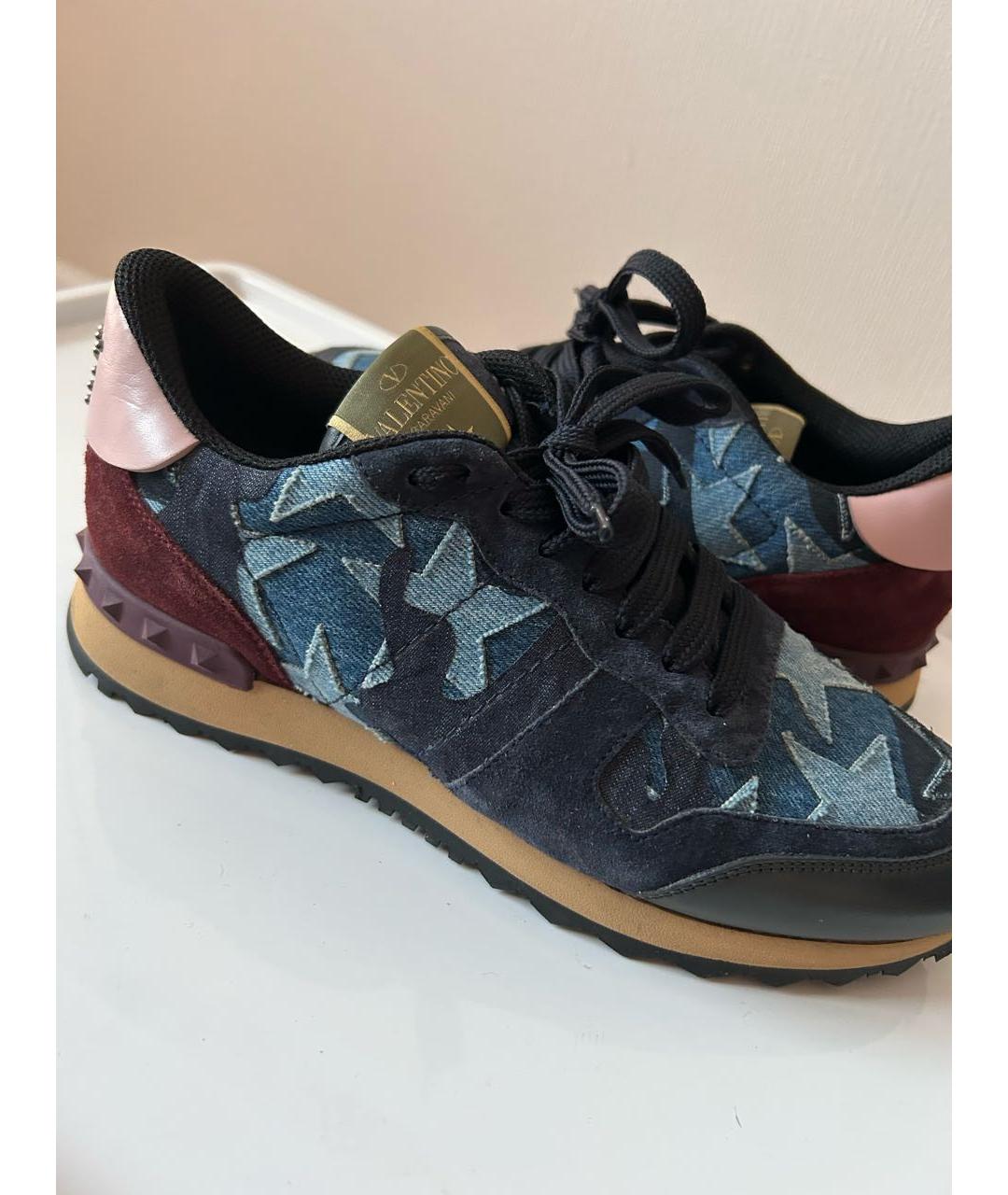 VALENTINO Темно-синие кожаные кроссовки, фото 3