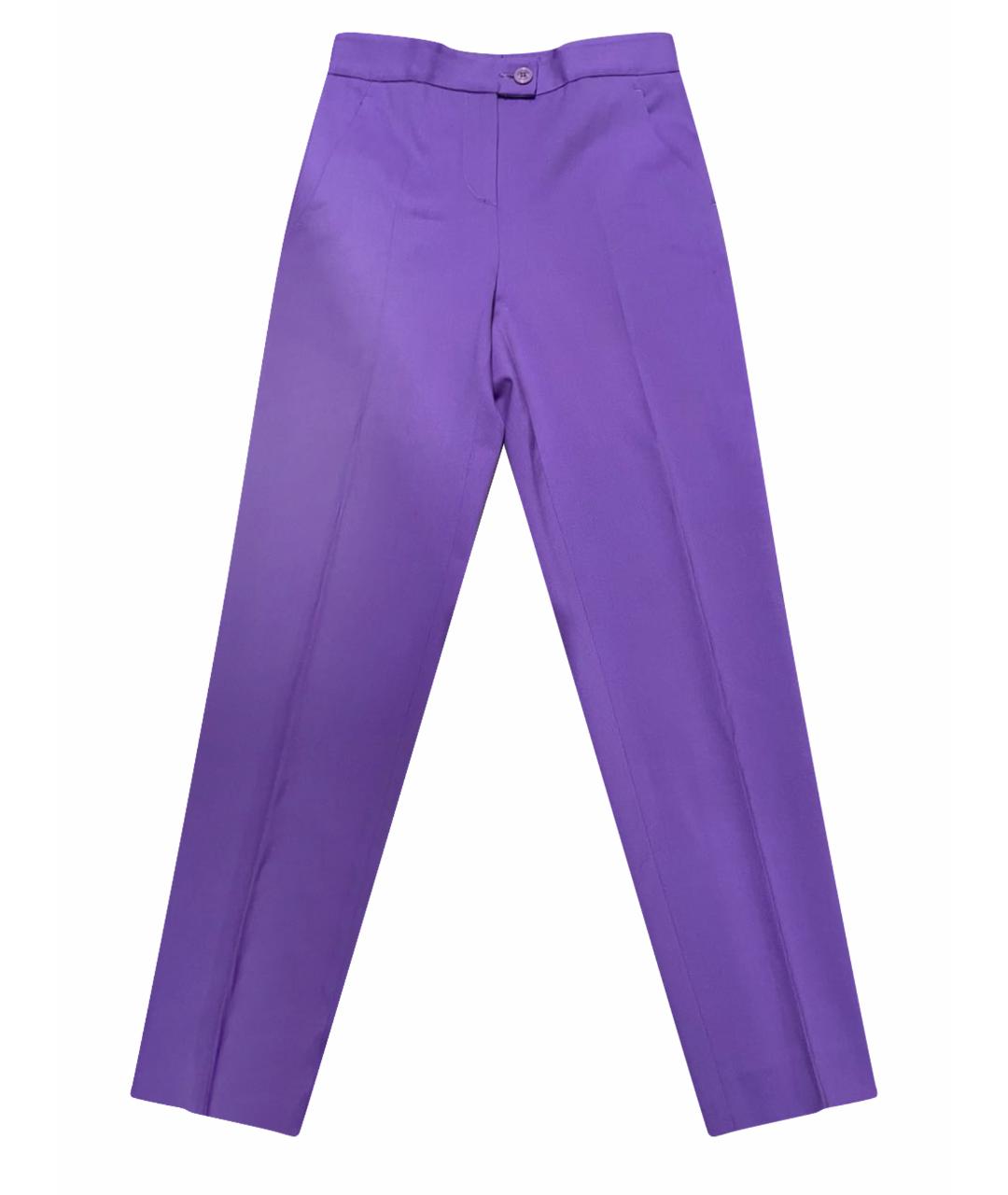 BOUTIQUE MOSCHINO Фиолетовые шерстяные брюки узкие, фото 1