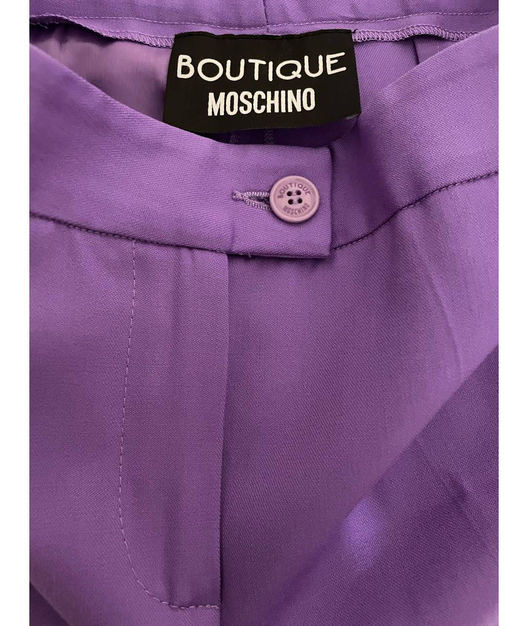 BOUTIQUE MOSCHINO Фиолетовые шерстяные брюки узкие, фото 3