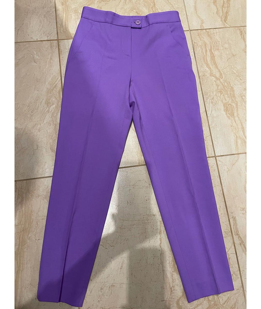 BOUTIQUE MOSCHINO Фиолетовые шерстяные брюки узкие, фото 5