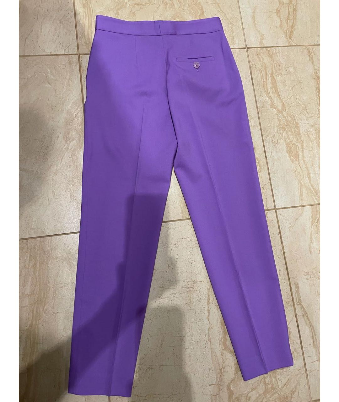 BOUTIQUE MOSCHINO Фиолетовые шерстяные брюки узкие, фото 2