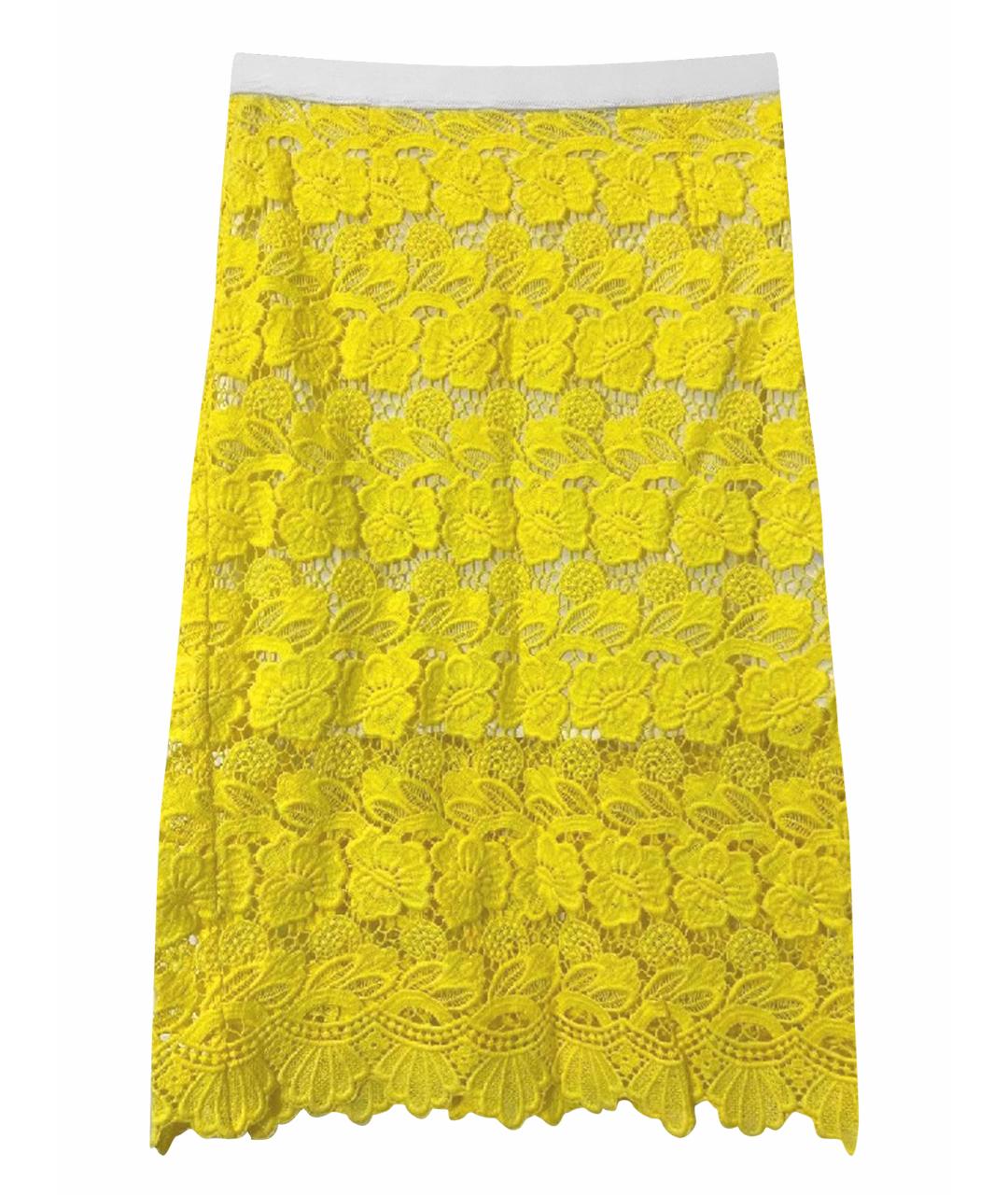 REBECCA MINKOFF Желтая хлопковая юбка миди, фото 1