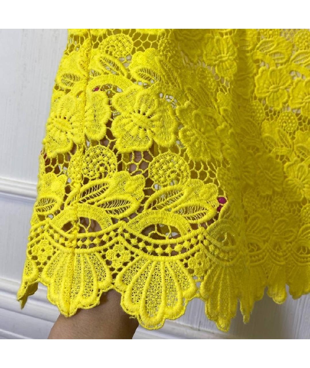 REBECCA MINKOFF Желтая хлопковая юбка миди, фото 4
