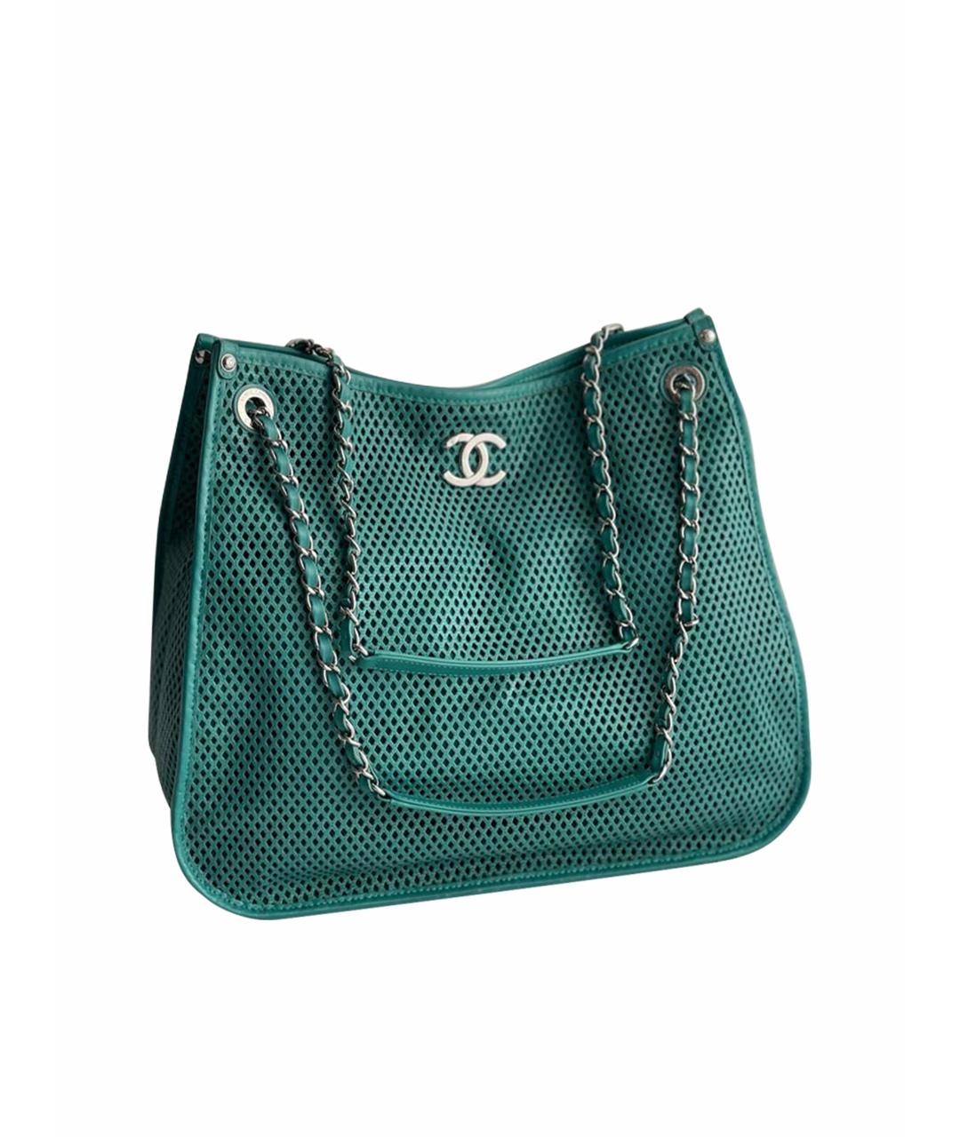 CHANEL PRE-OWNED Зеленая кожаная сумка тоут для женщин – купить в ...