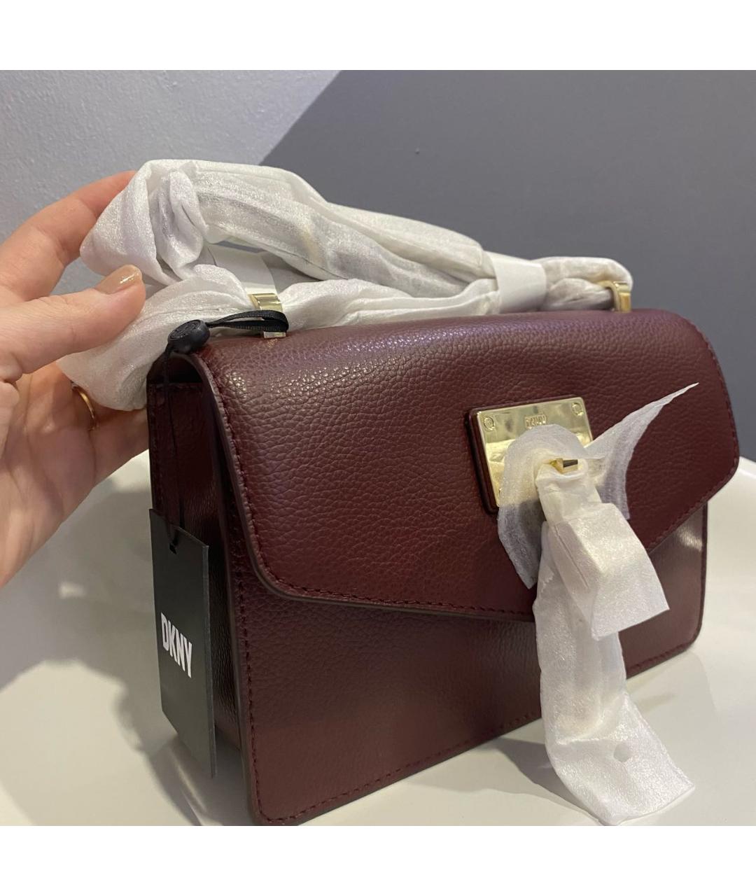 DKNY Бордовая кожаная сумка через плечо, фото 2