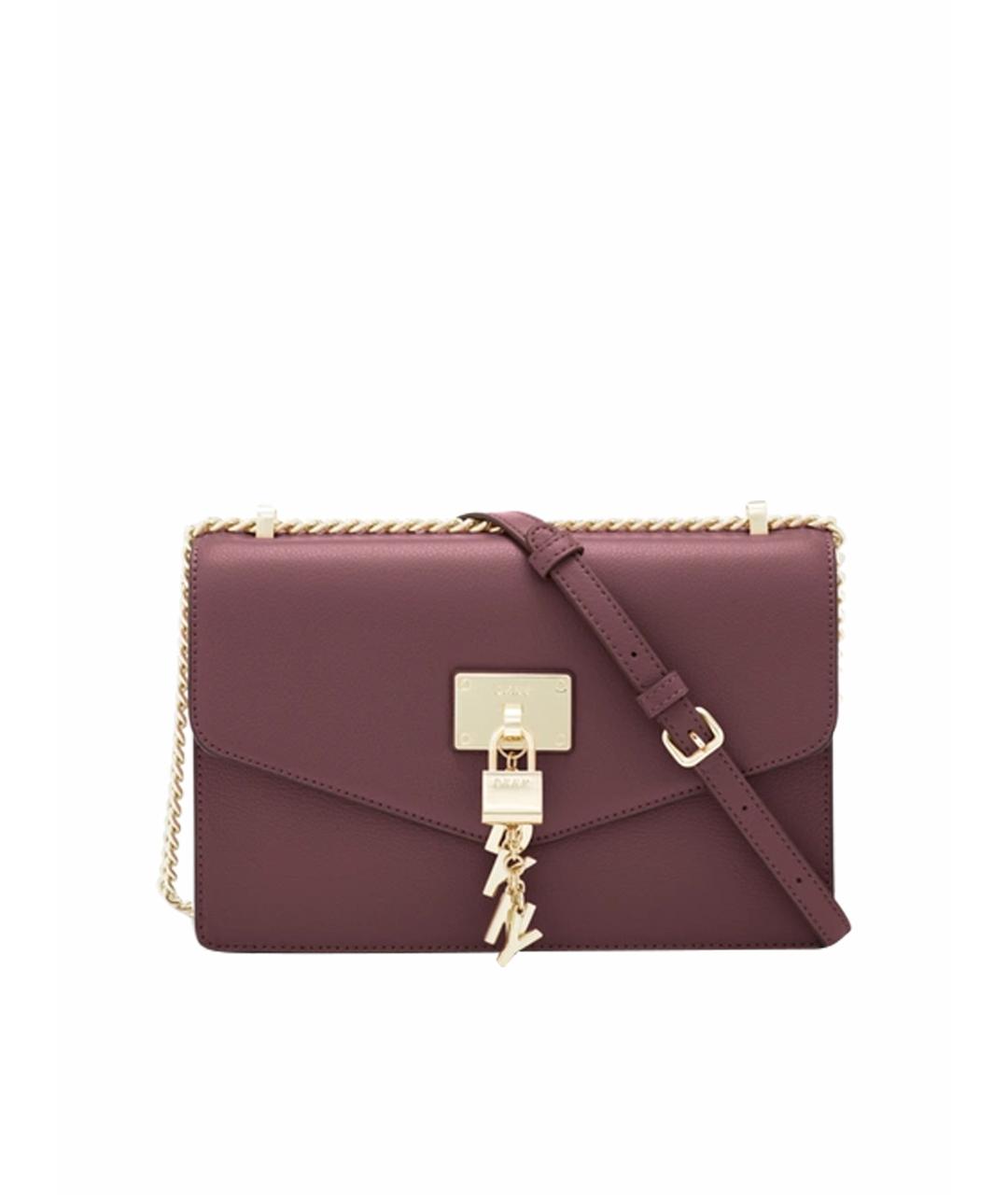 DKNY Бордовая кожаная сумка через плечо, фото 8