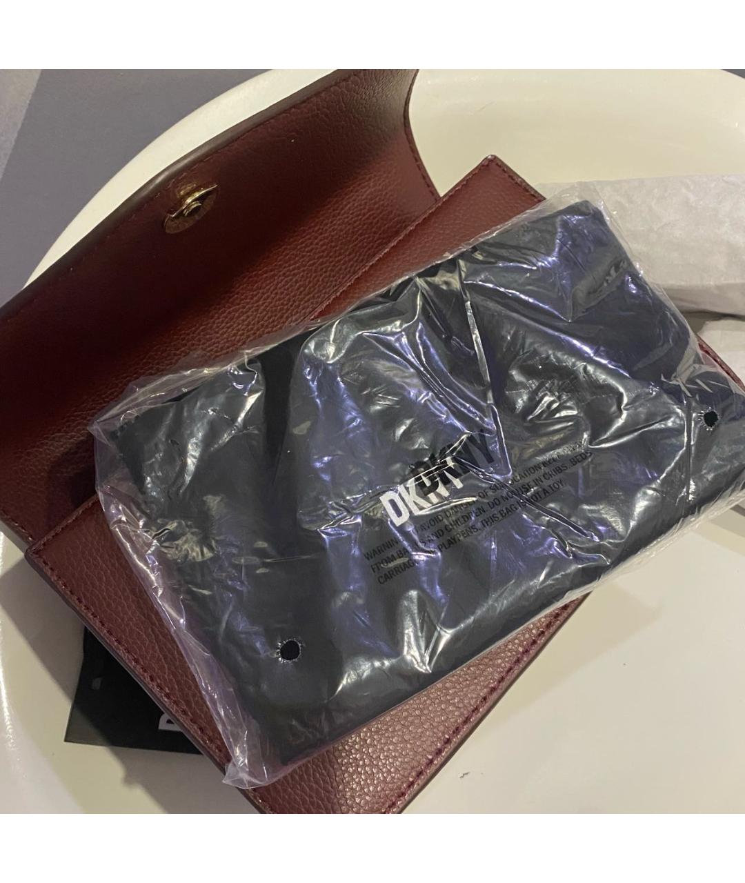 DKNY Бордовая кожаная сумка через плечо, фото 6