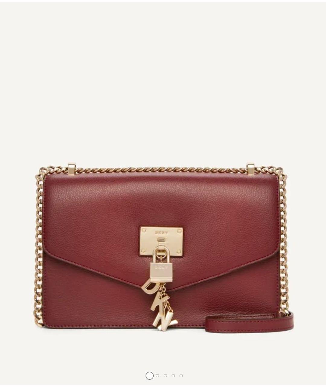 DKNY Бордовая кожаная сумка через плечо, фото 7