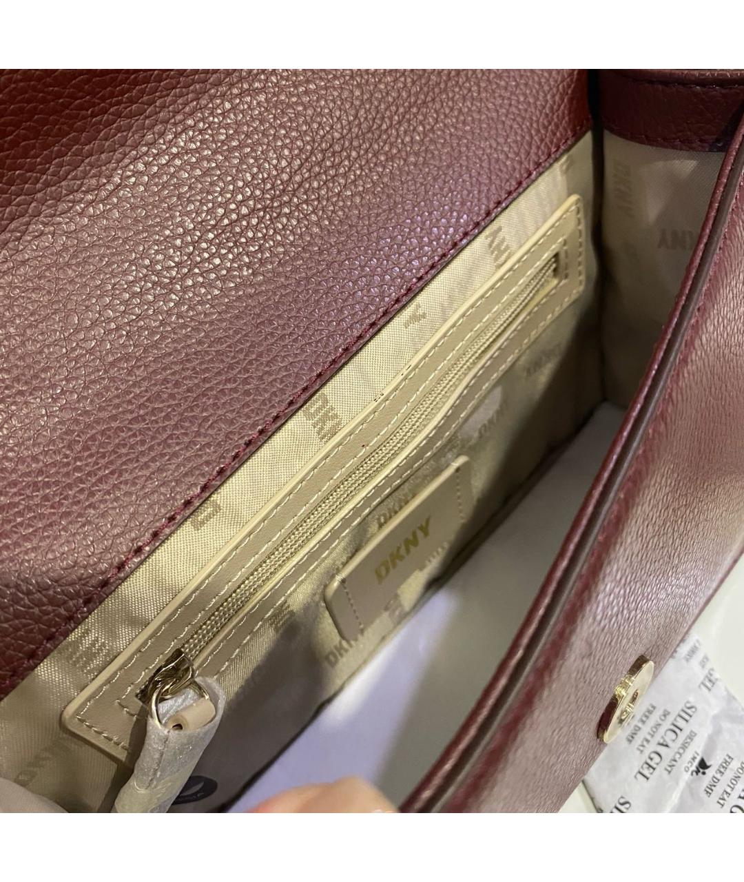 DKNY Бордовая кожаная сумка через плечо, фото 4