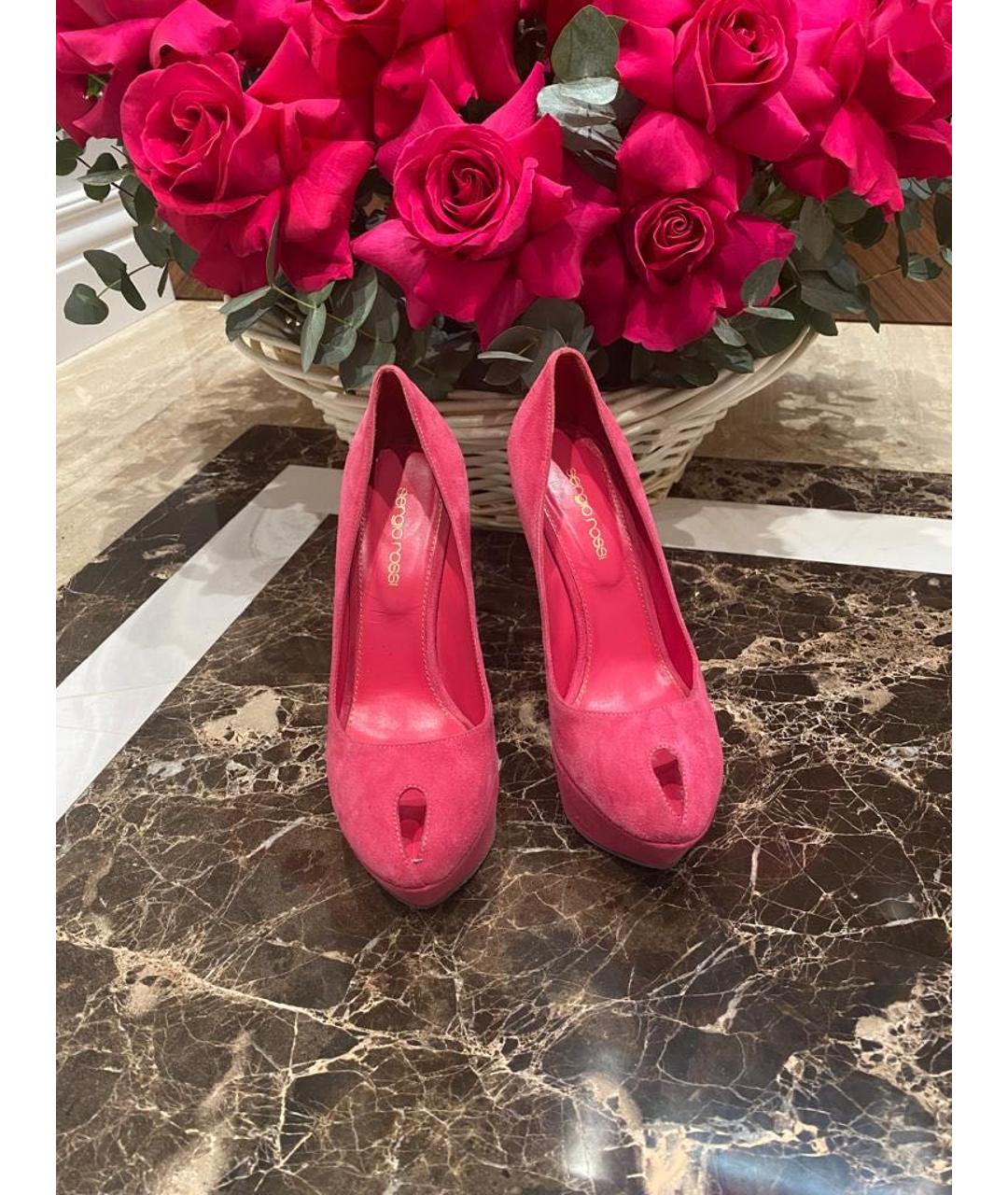 SERGIO ROSSI Розовые замшевые туфли, фото 4