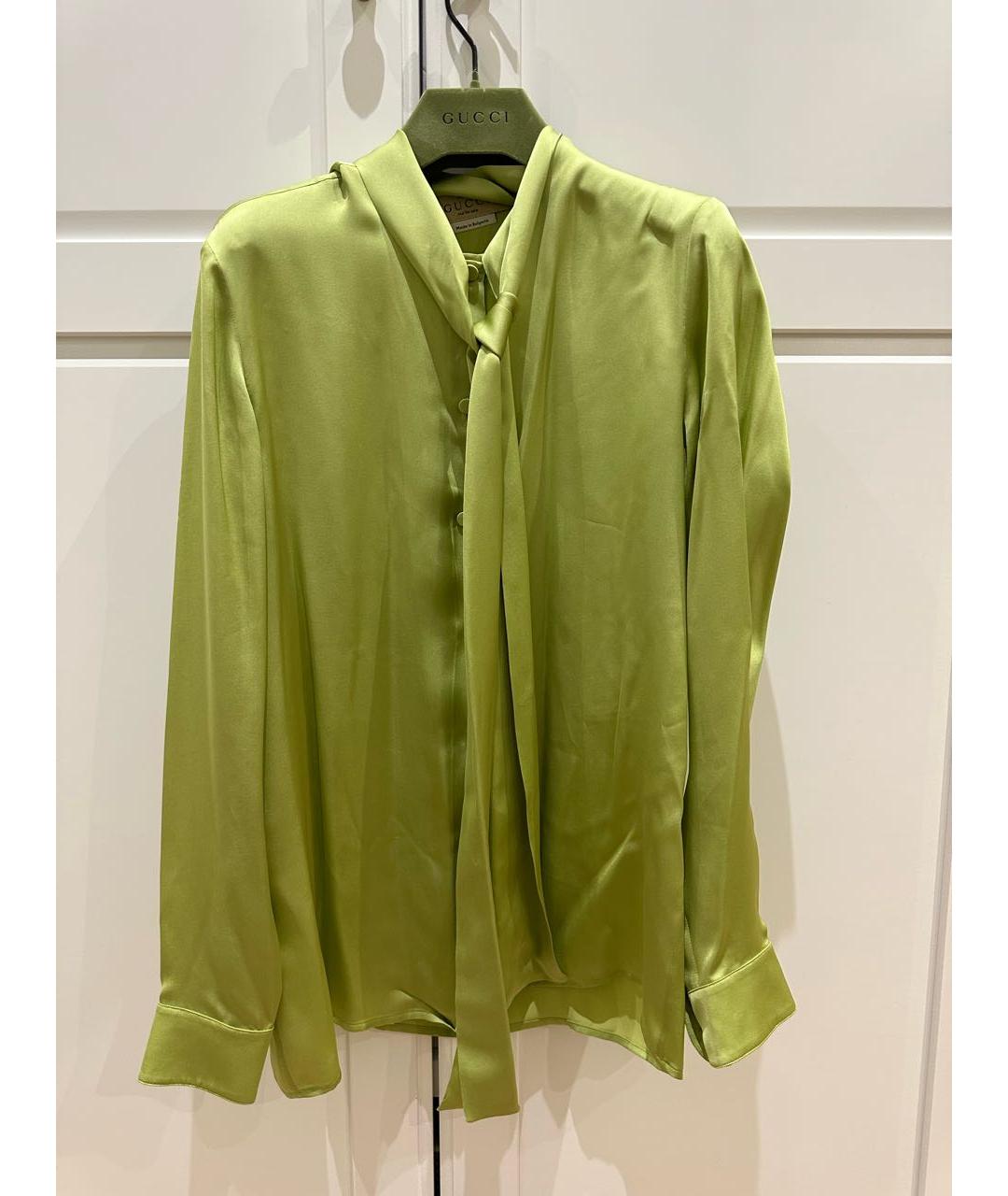 GUCCI Зеленая шелковая блузы, фото 4