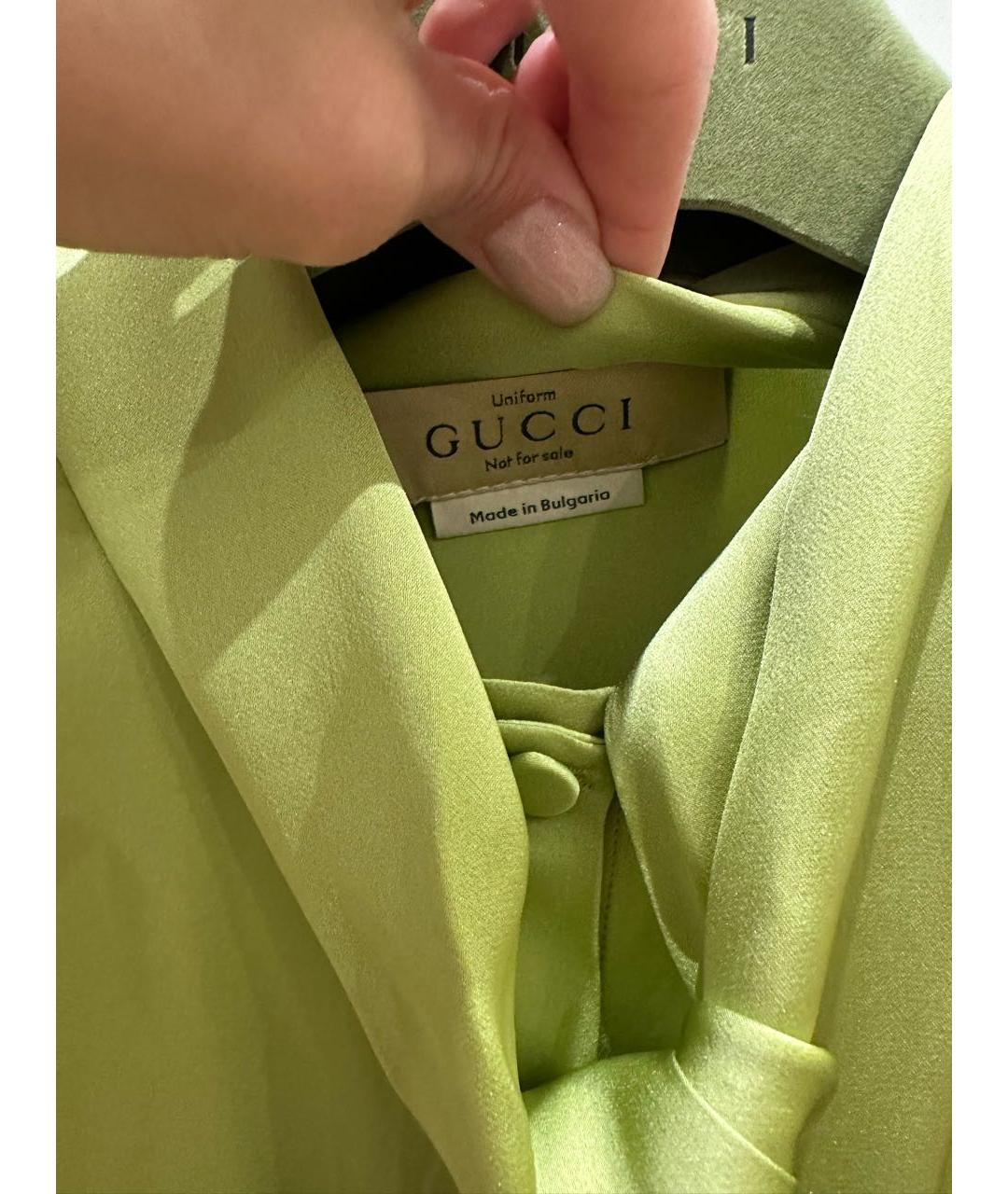 GUCCI Зеленая шелковая блузы, фото 2