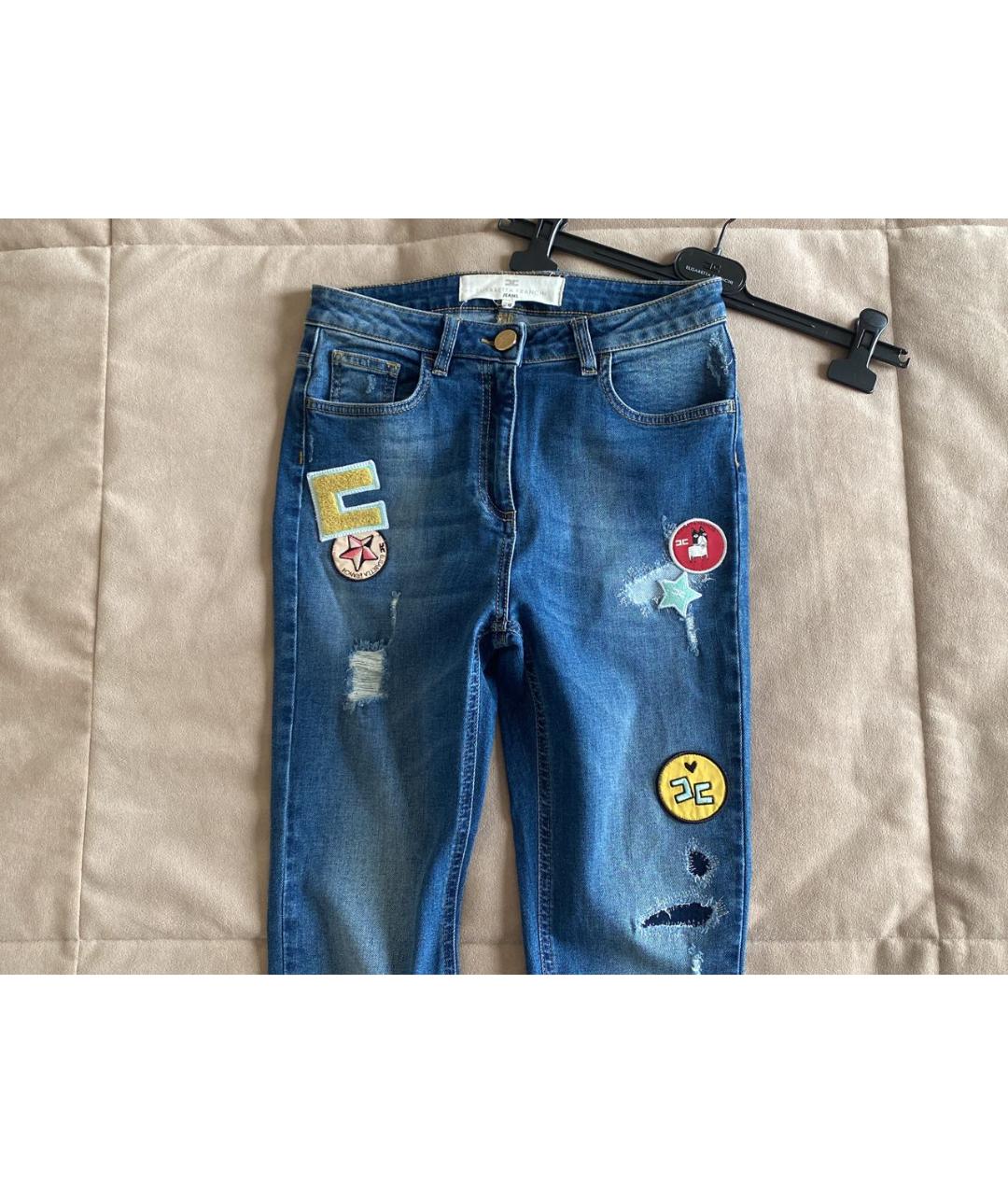 ELISABETTA FRANCHI Синие хлопко-полиэстеровые джинсы слим, фото 5