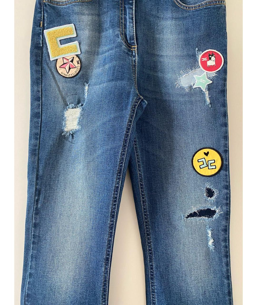 ELISABETTA FRANCHI Синие хлопко-полиэстеровые джинсы слим, фото 3