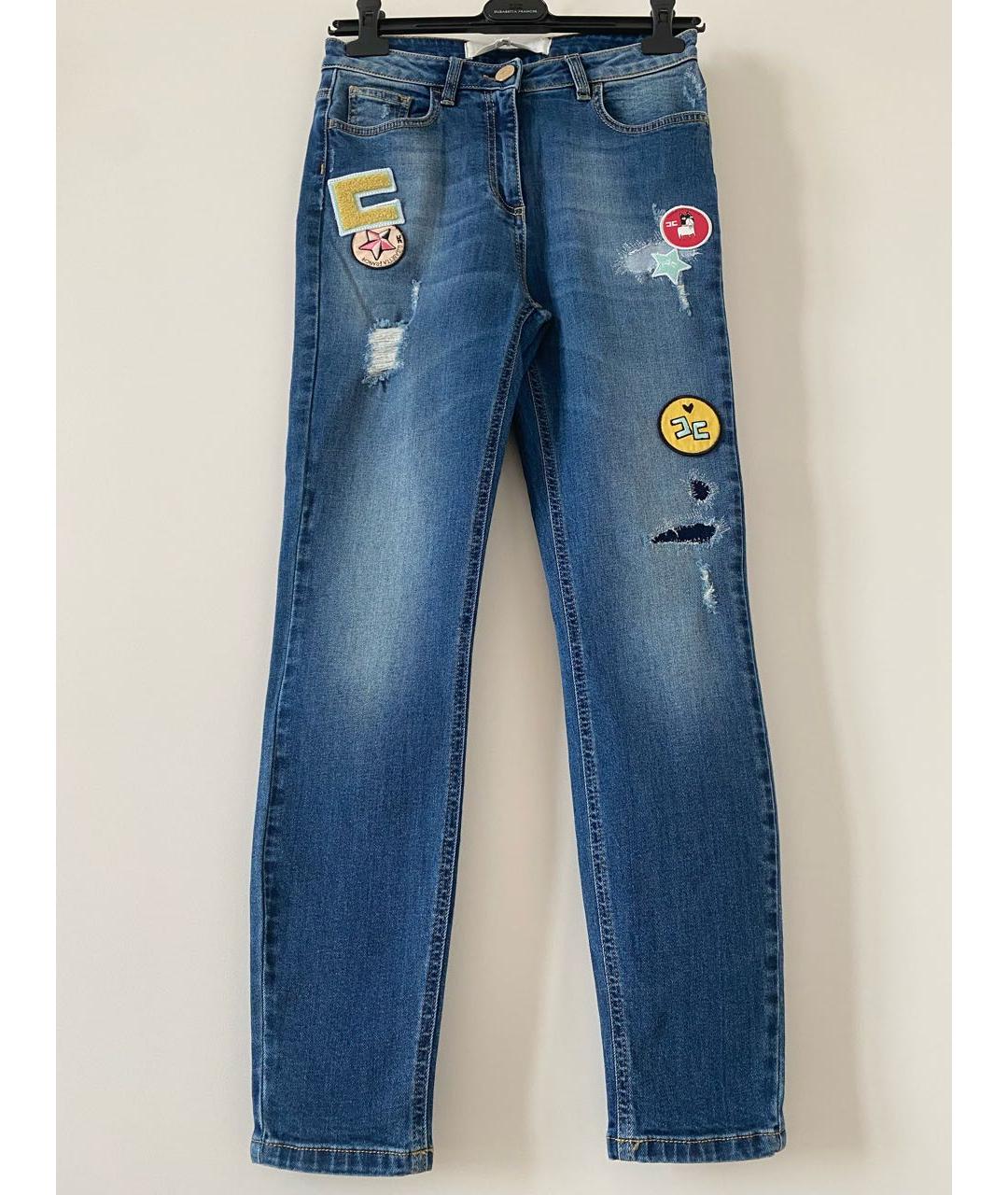 ELISABETTA FRANCHI Синие хлопко-полиэстеровые джинсы слим, фото 9
