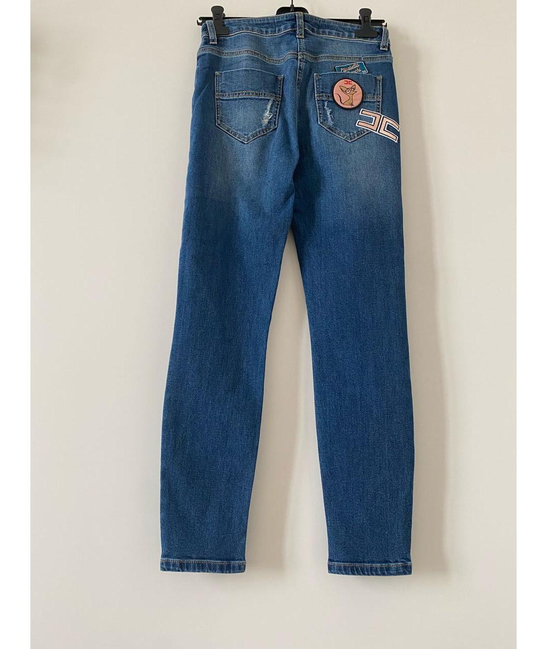 ELISABETTA FRANCHI Синие хлопко-полиэстеровые джинсы слим, фото 2