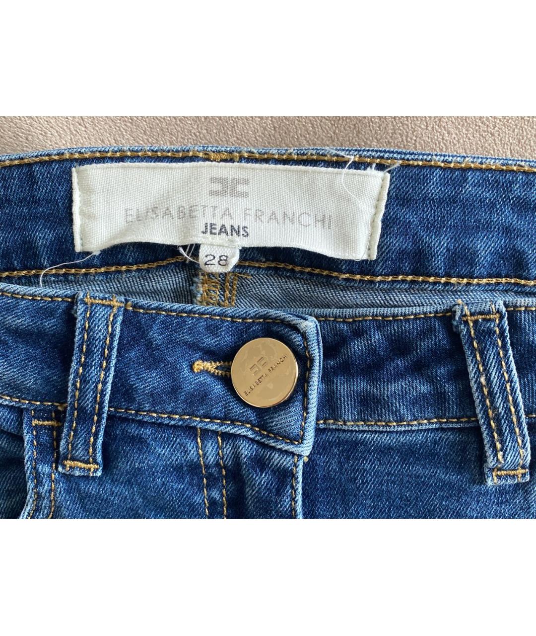 ELISABETTA FRANCHI Синие хлопко-полиэстеровые джинсы слим, фото 7