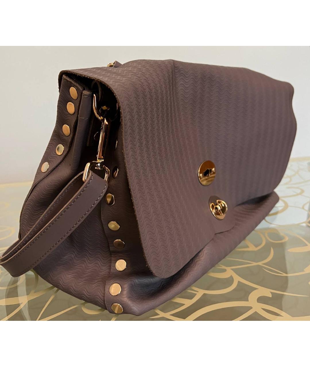 ZANELLATO Фиолетовая кожаная сумка с короткими ручками, фото 2