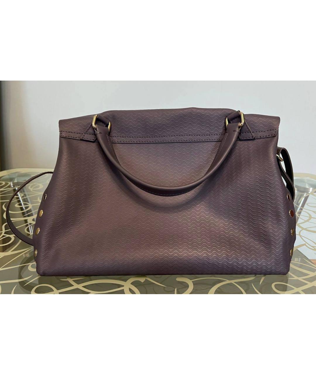 ZANELLATO Фиолетовая кожаная сумка с короткими ручками, фото 5