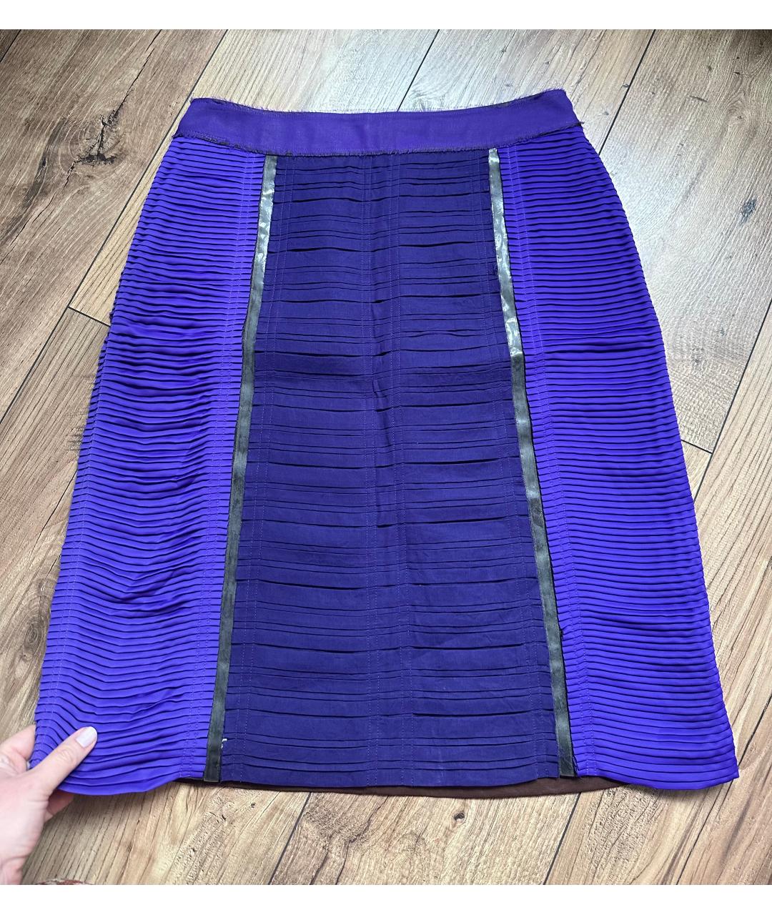 BOTTEGA VENETA Фиолетовая креповая юбка мини, фото 4