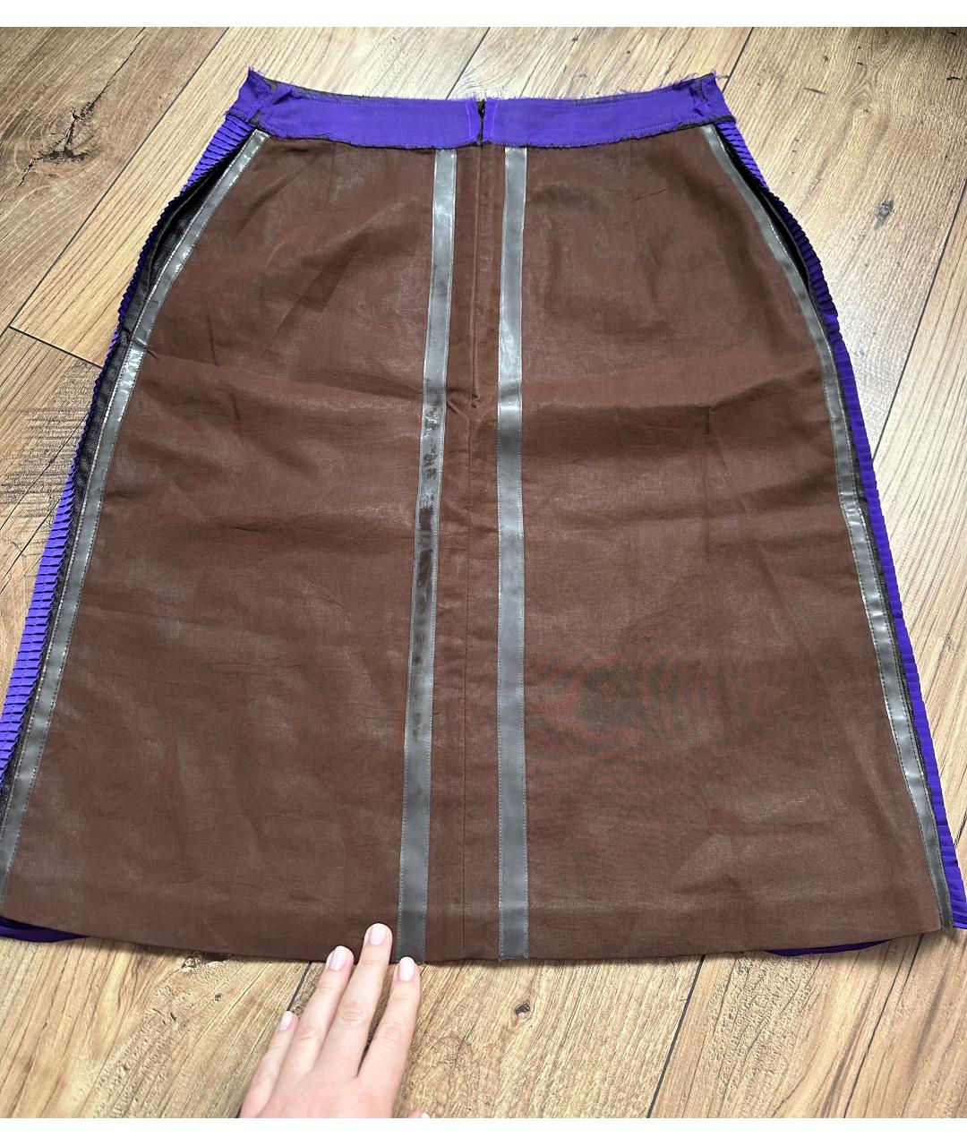 BOTTEGA VENETA Фиолетовая креповая юбка мини, фото 3