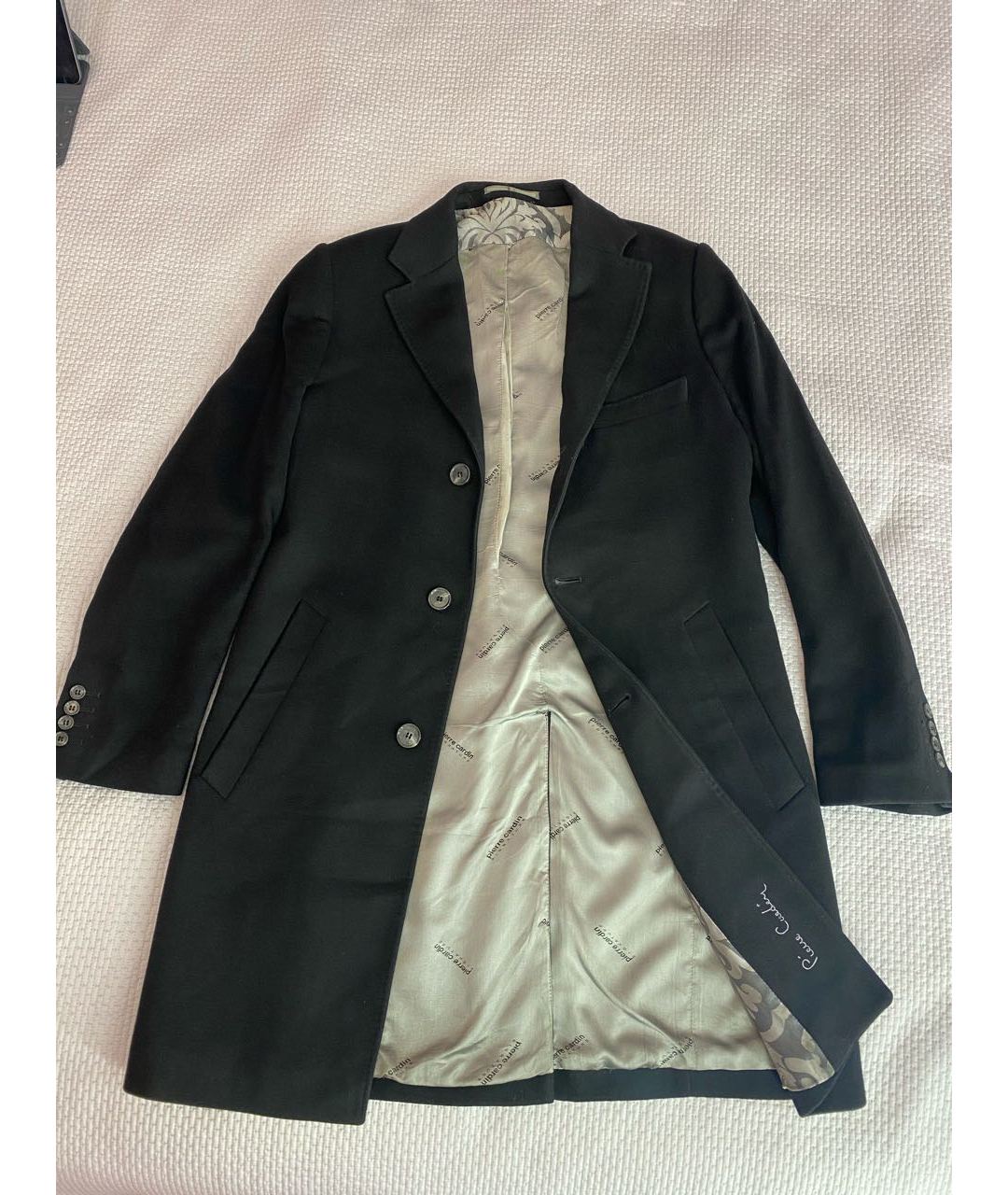 PIERRE CARDIN Черное шерстяное пальто, фото 3