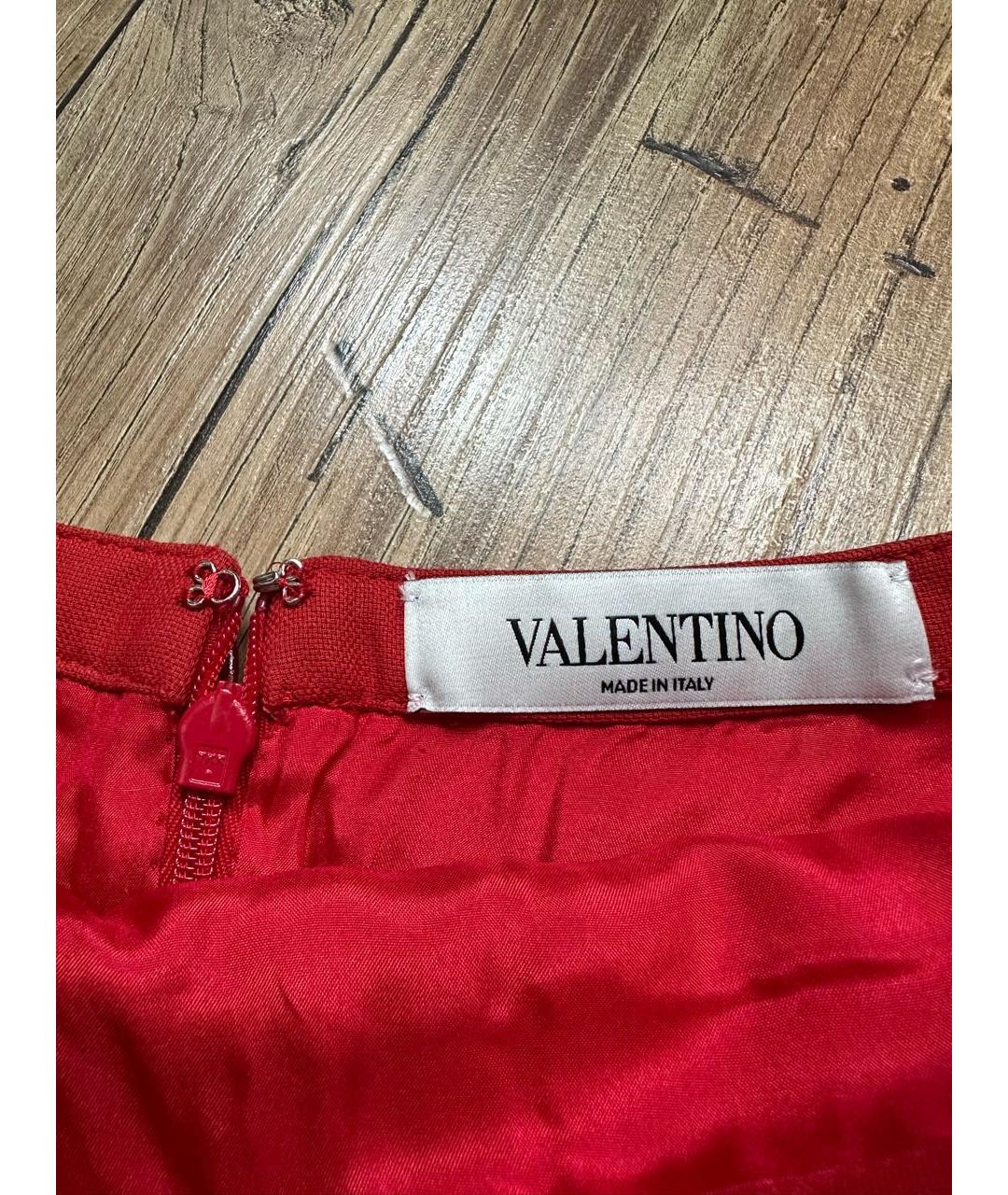 VALENTINO Красная креповая юбка мини, фото 2