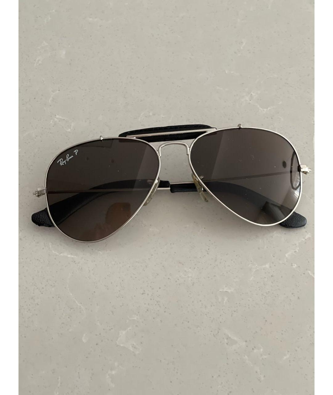 RAY BAN Черные металлические солнцезащитные очки, фото 4