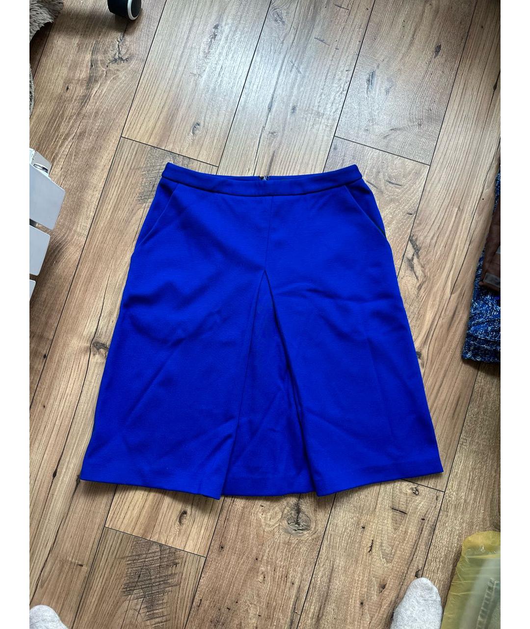 JIL SANDER NAVY Синяя хлопко-эластановая юбка миди, фото 5