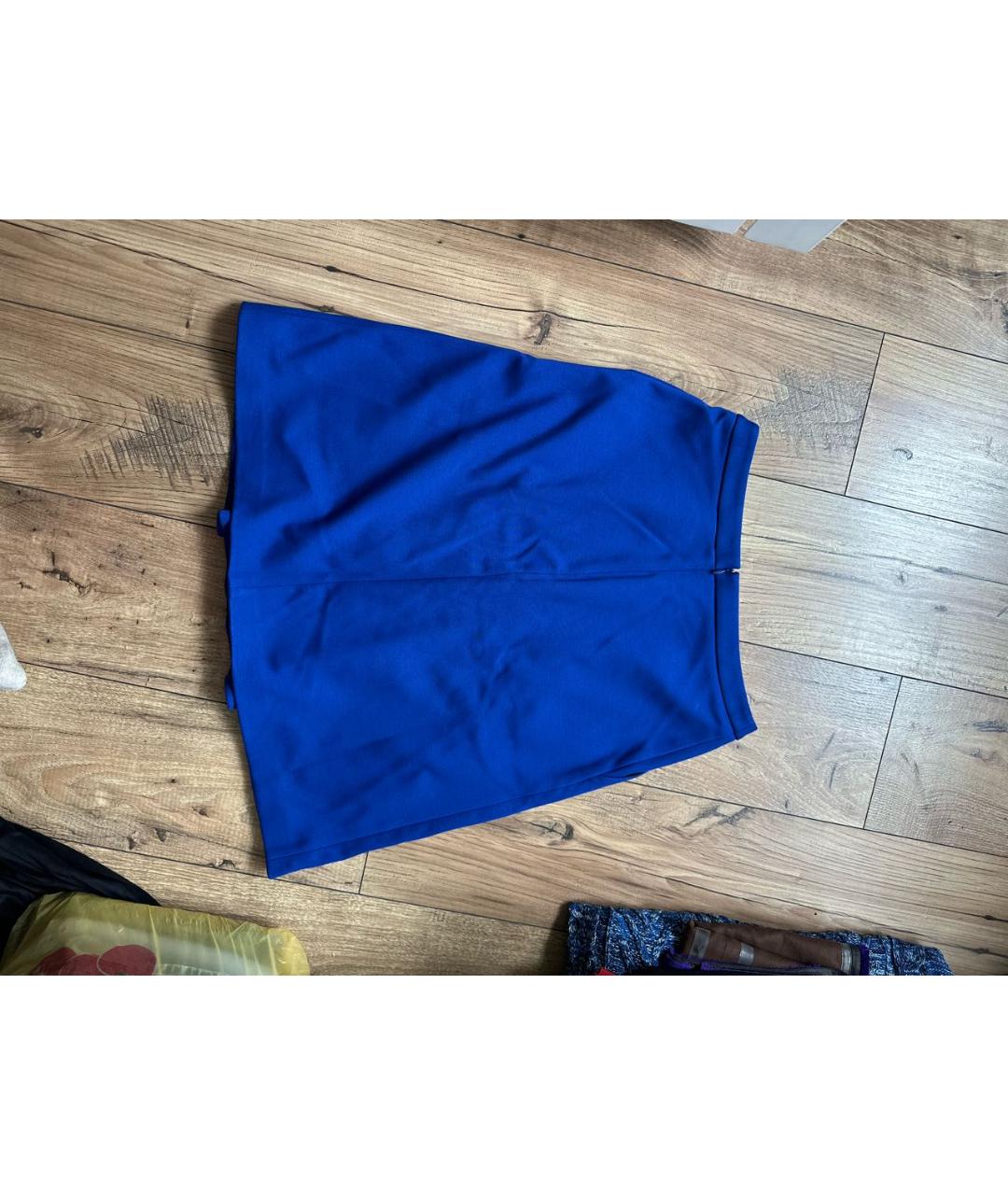 JIL SANDER NAVY Синяя хлопко-эластановая юбка миди, фото 2