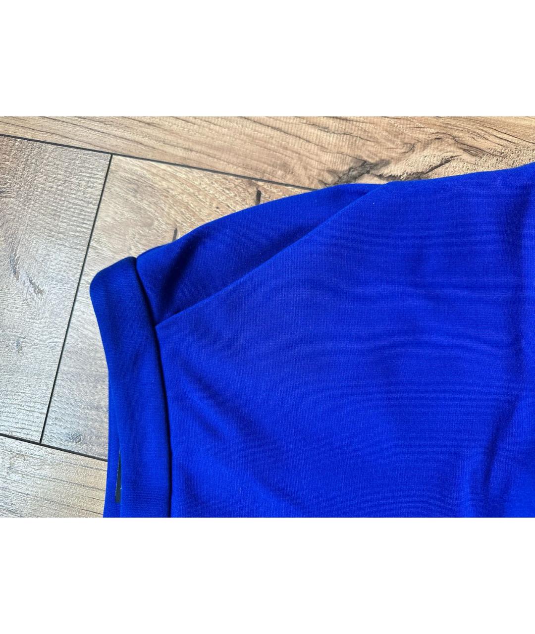 JIL SANDER NAVY Синяя хлопко-эластановая юбка миди, фото 4
