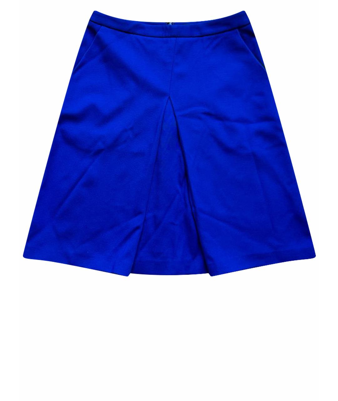 JIL SANDER NAVY Синяя хлопко-эластановая юбка миди, фото 1