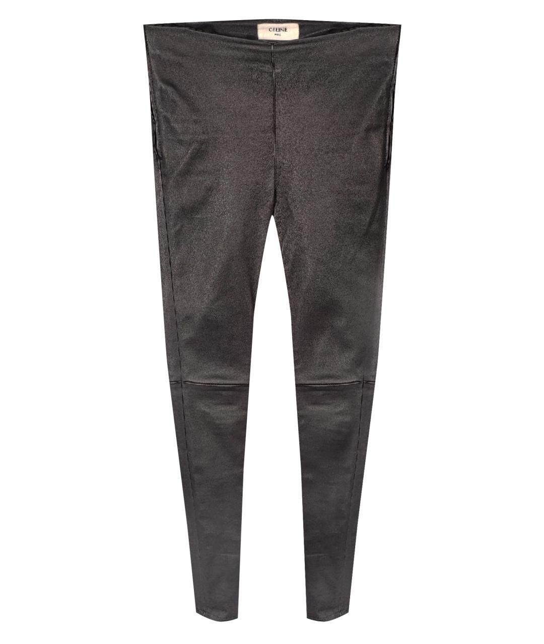 CELINE Черные кожаные брюки узкие, фото 1