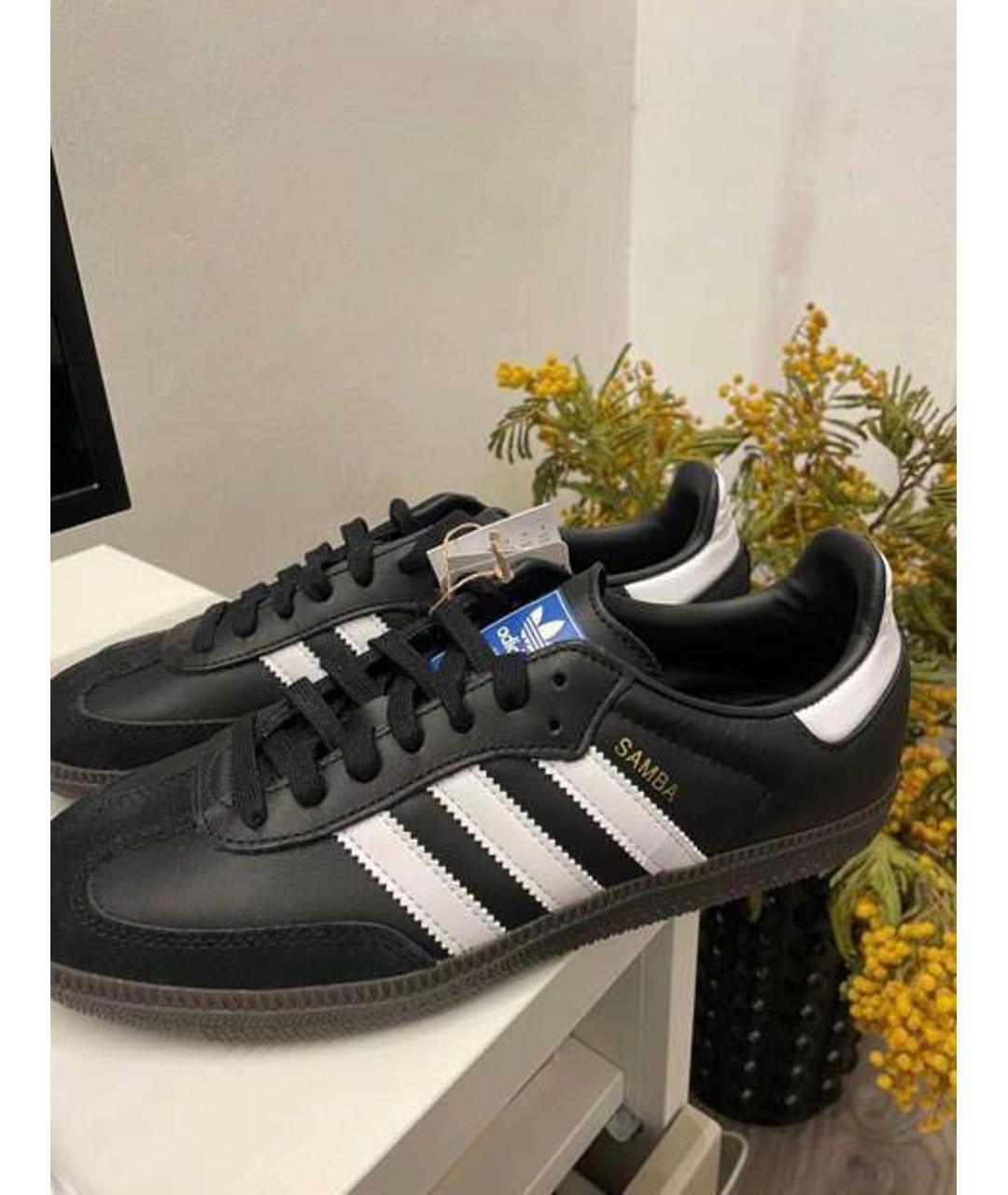 ADIDAS Черные кожаные кроссовки, фото 2
