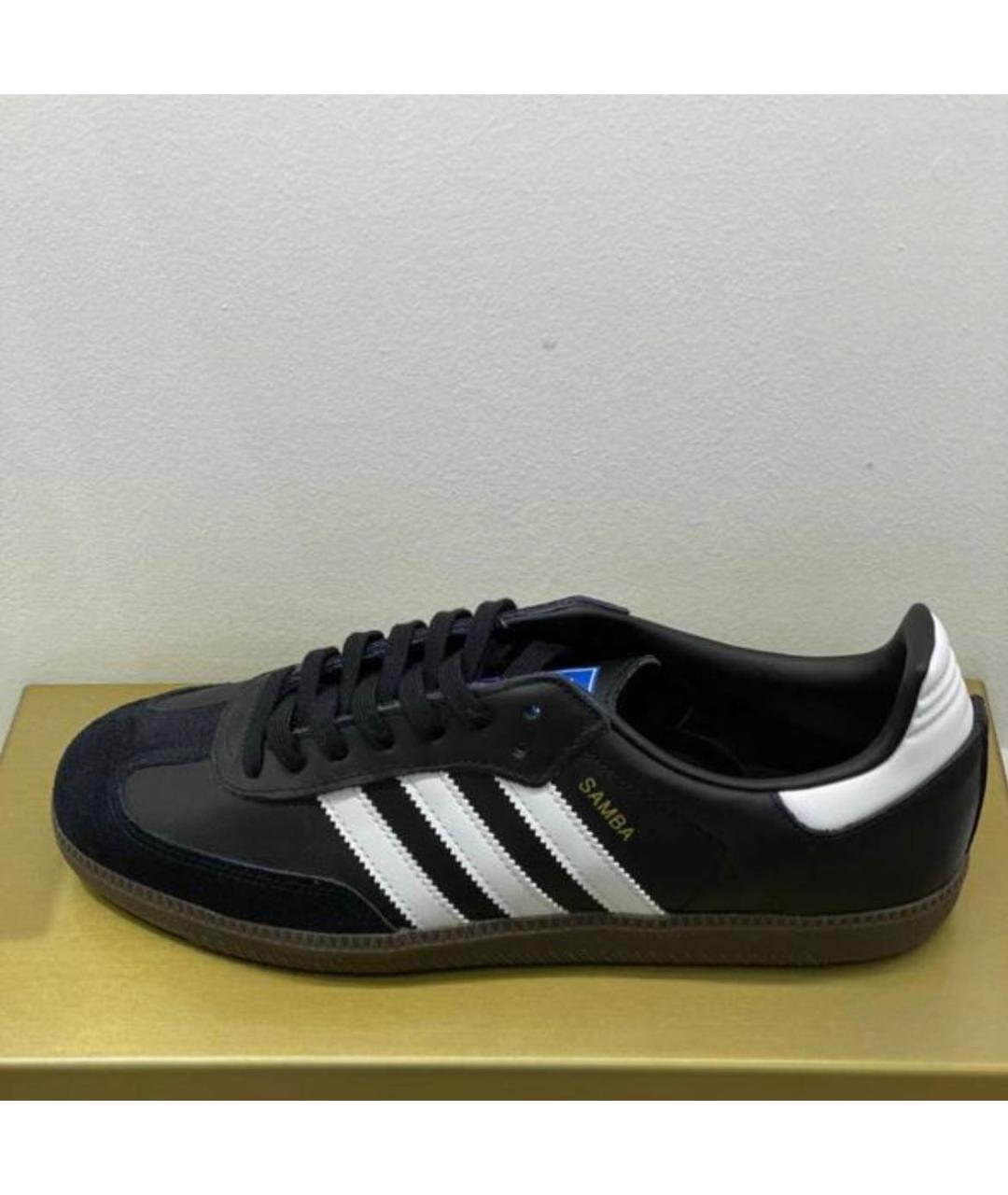 ADIDAS Черные кожаные кроссовки, фото 4