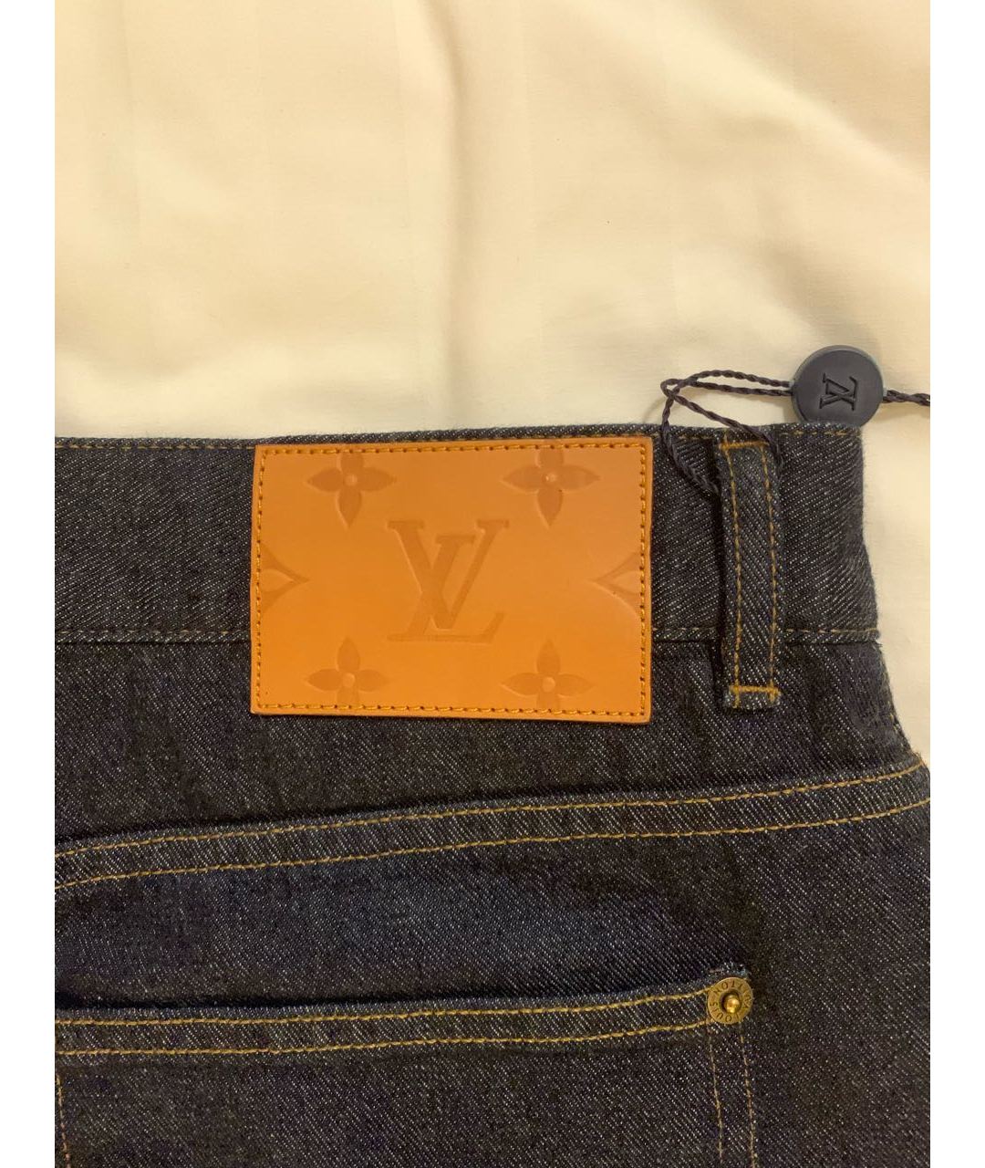 LOUIS VUITTON PRE-OWNED Темно-синие хлопковые джинсы скинни, фото 4
