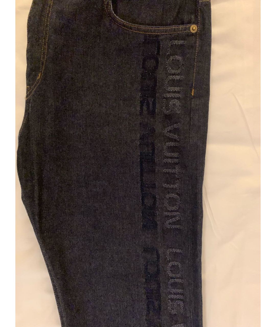 LOUIS VUITTON PRE-OWNED Темно-синие хлопковые джинсы скинни, фото 6