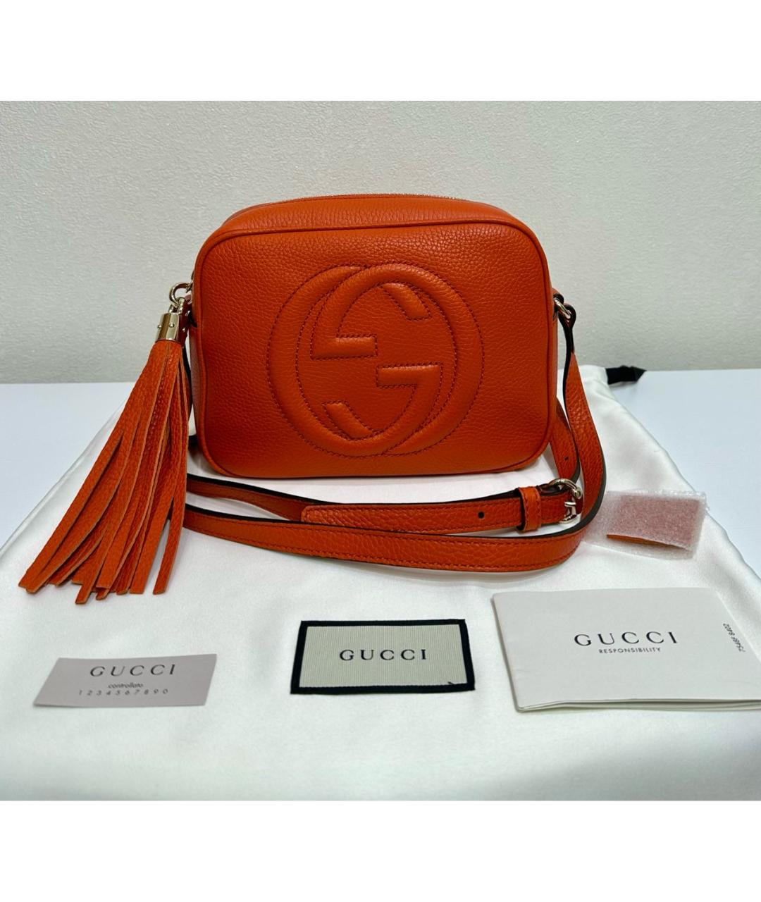 GUCCI Оранжевая кожаная сумка через плечо, фото 3