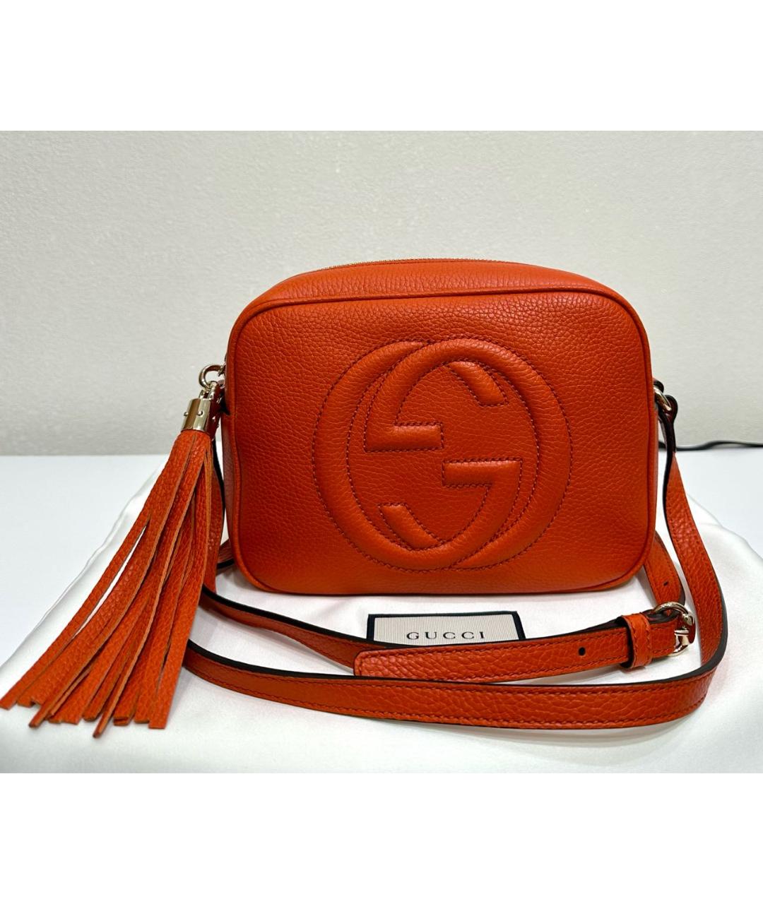 GUCCI Оранжевая кожаная сумка через плечо, фото 9