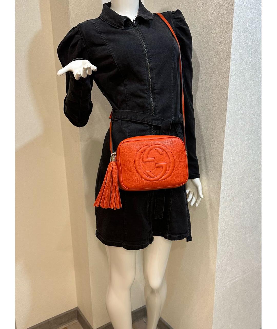 GUCCI Оранжевая кожаная сумка через плечо, фото 4
