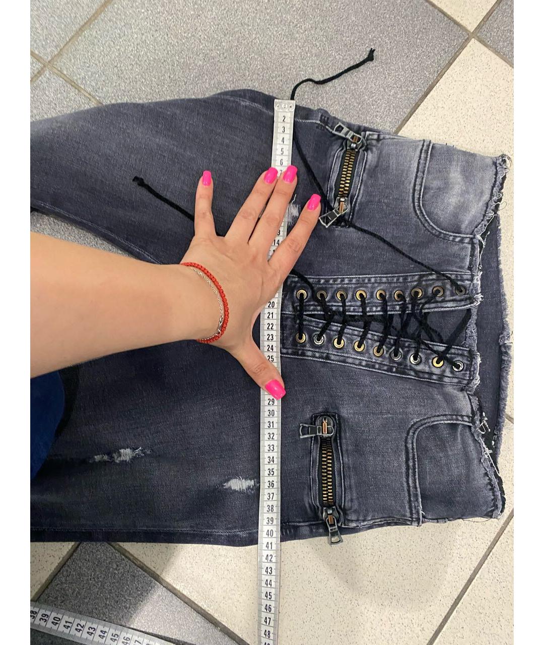 UNRAVEL PROJECT Серые хлопко-эластановые джинсы клеш, фото 5