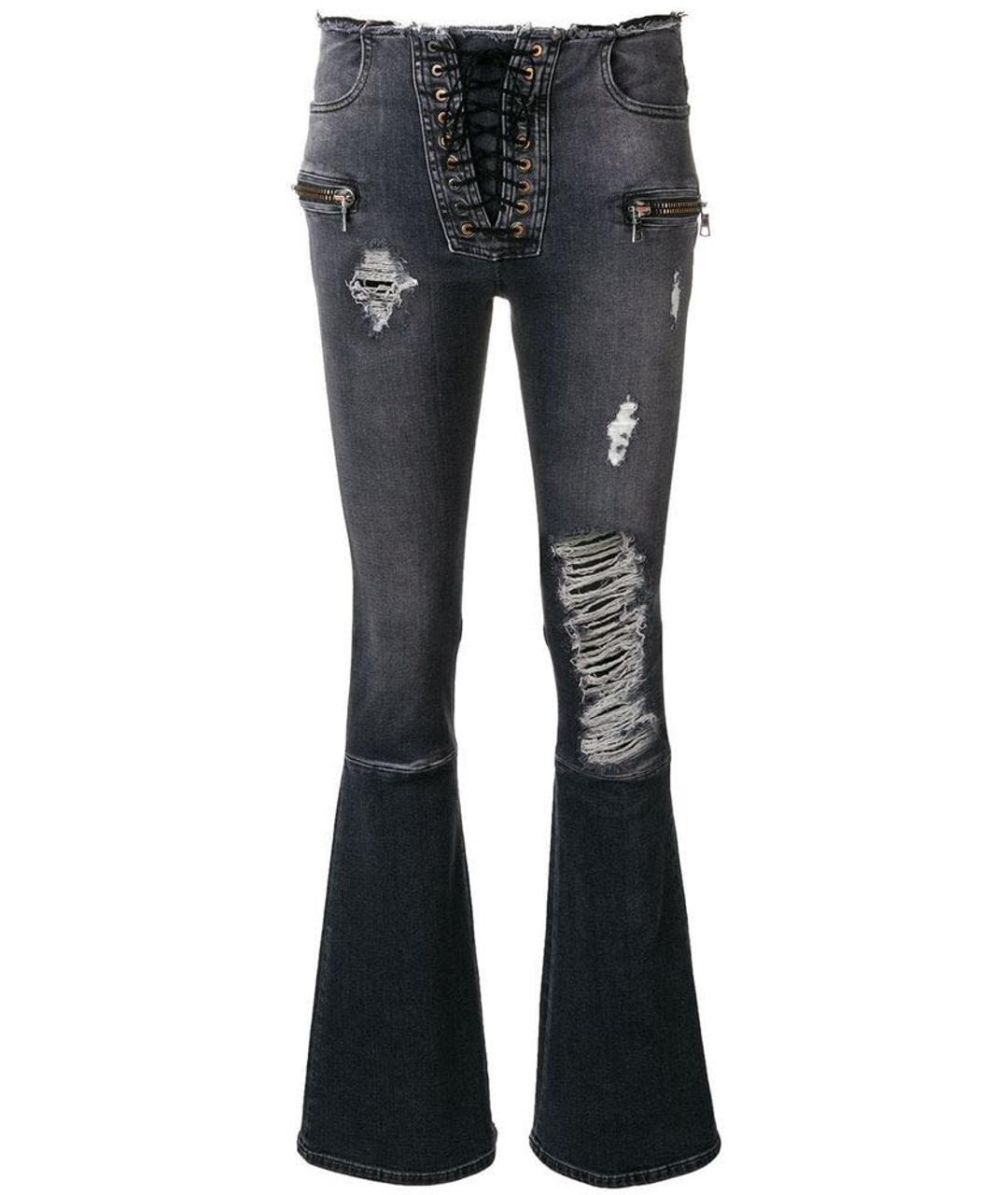 UNRAVEL PROJECT Серые хлопко-эластановые джинсы клеш, фото 1