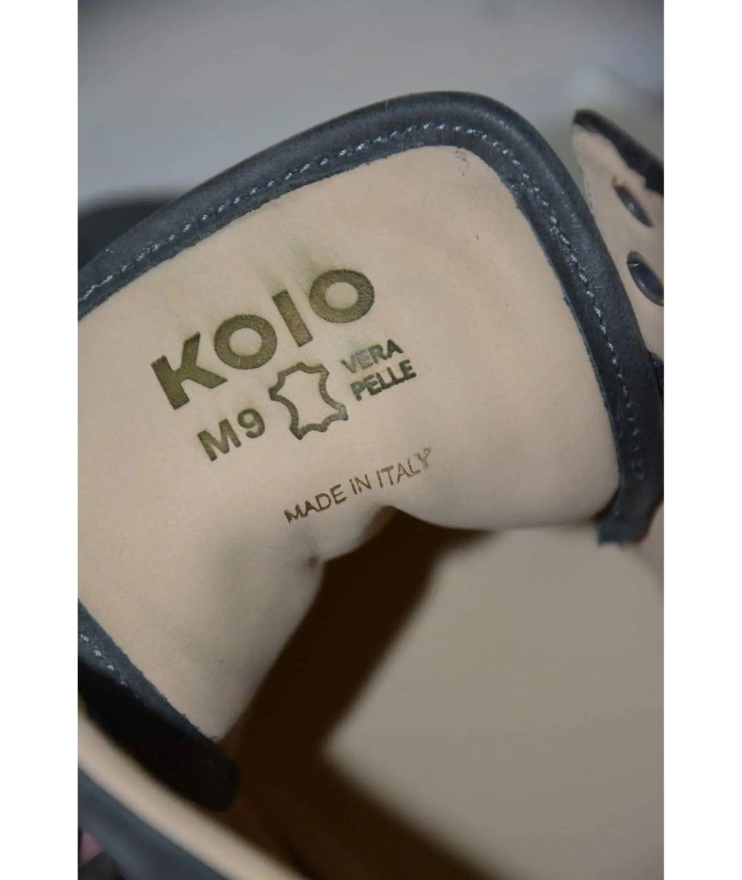 KOIO Антрацитовые кожаные высокие кроссовки / кеды, фото 7