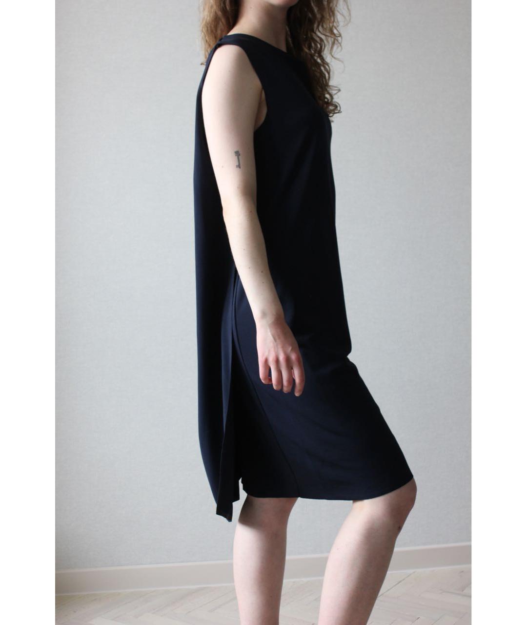 COS Темно-синее вискозное коктейльное платье, фото 3