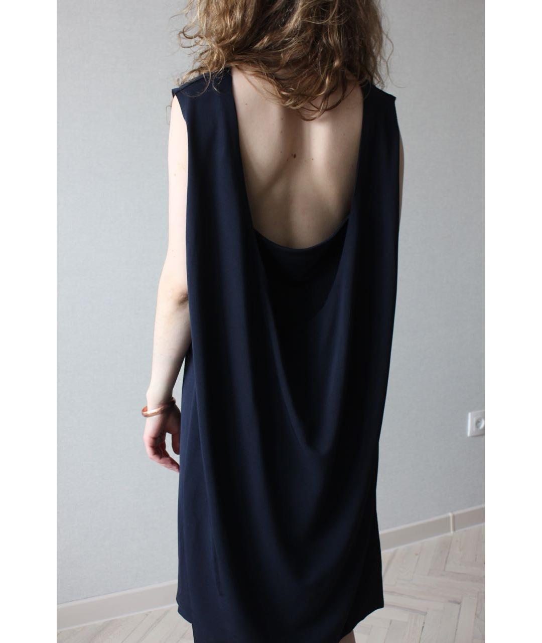 COS Темно-синее вискозное коктейльное платье, фото 6