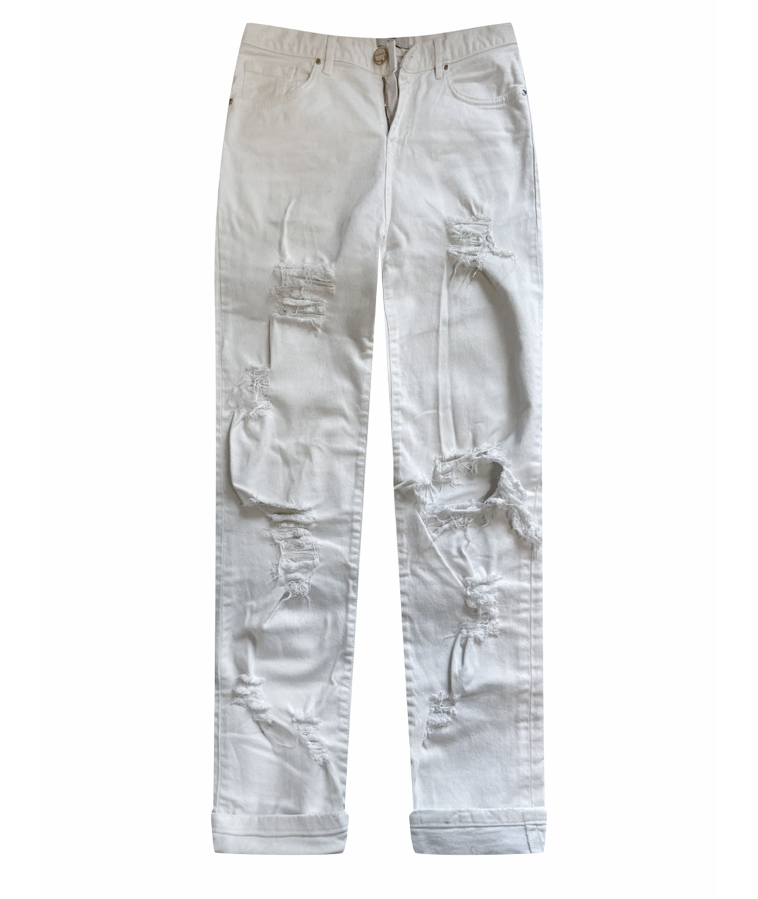 PINKO Белые хлопко-эластановые прямые джинсы, фото 1